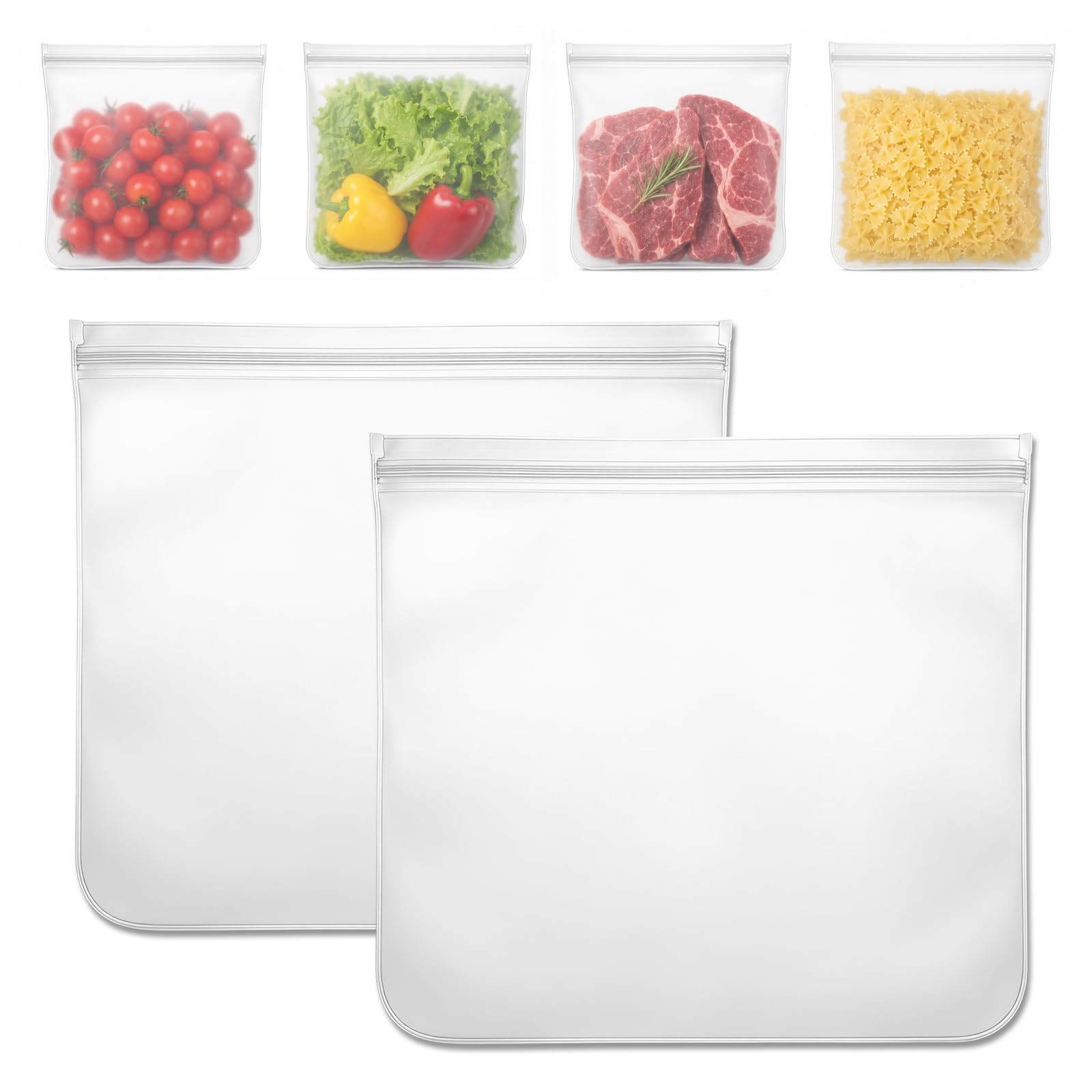 Zirax 6 Pack Reusable Freezer Bags 28X26cm, Extra Large Silicone Food Bags, Bpa Free Leakproof Ziplock Bags Food Storage For Sandwich, Batch Cooking, Meat, Fruit & Veggies, Dishwasher Safe