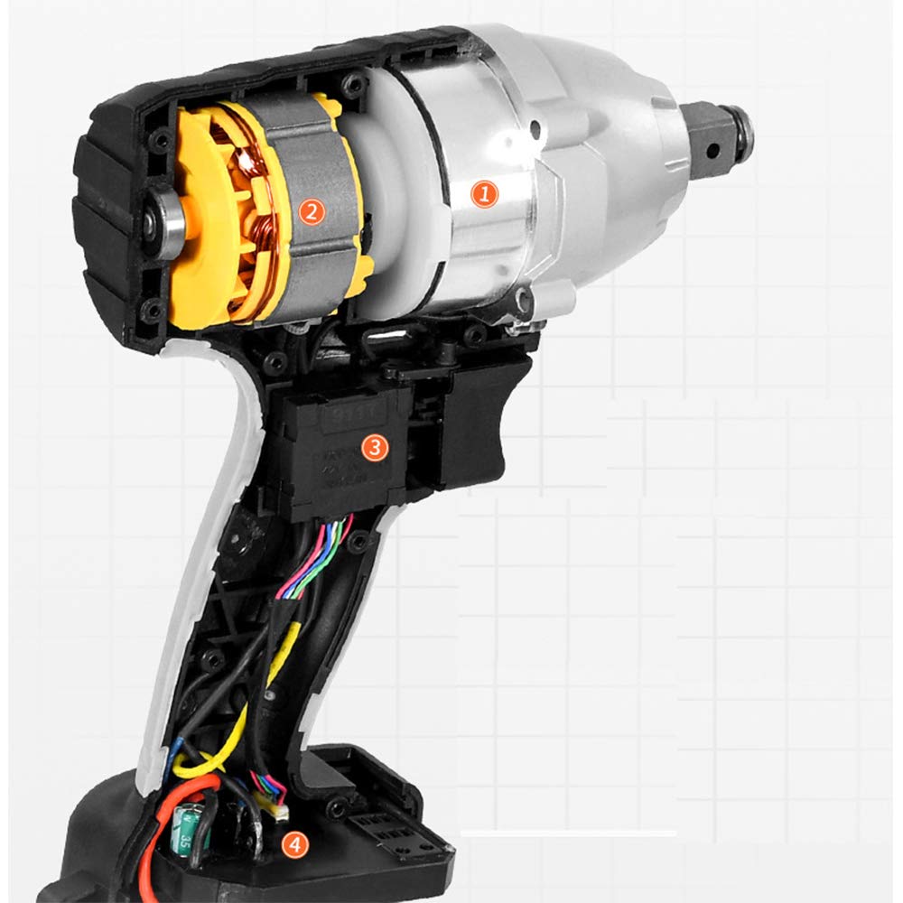 Max 980N.m Avvitatore Impatto Elettrico Cacciavite Elettrico a Batteria Presa da 1/2 Pollice + 2 Batterie da 30000 Li Include Accessori Completi
