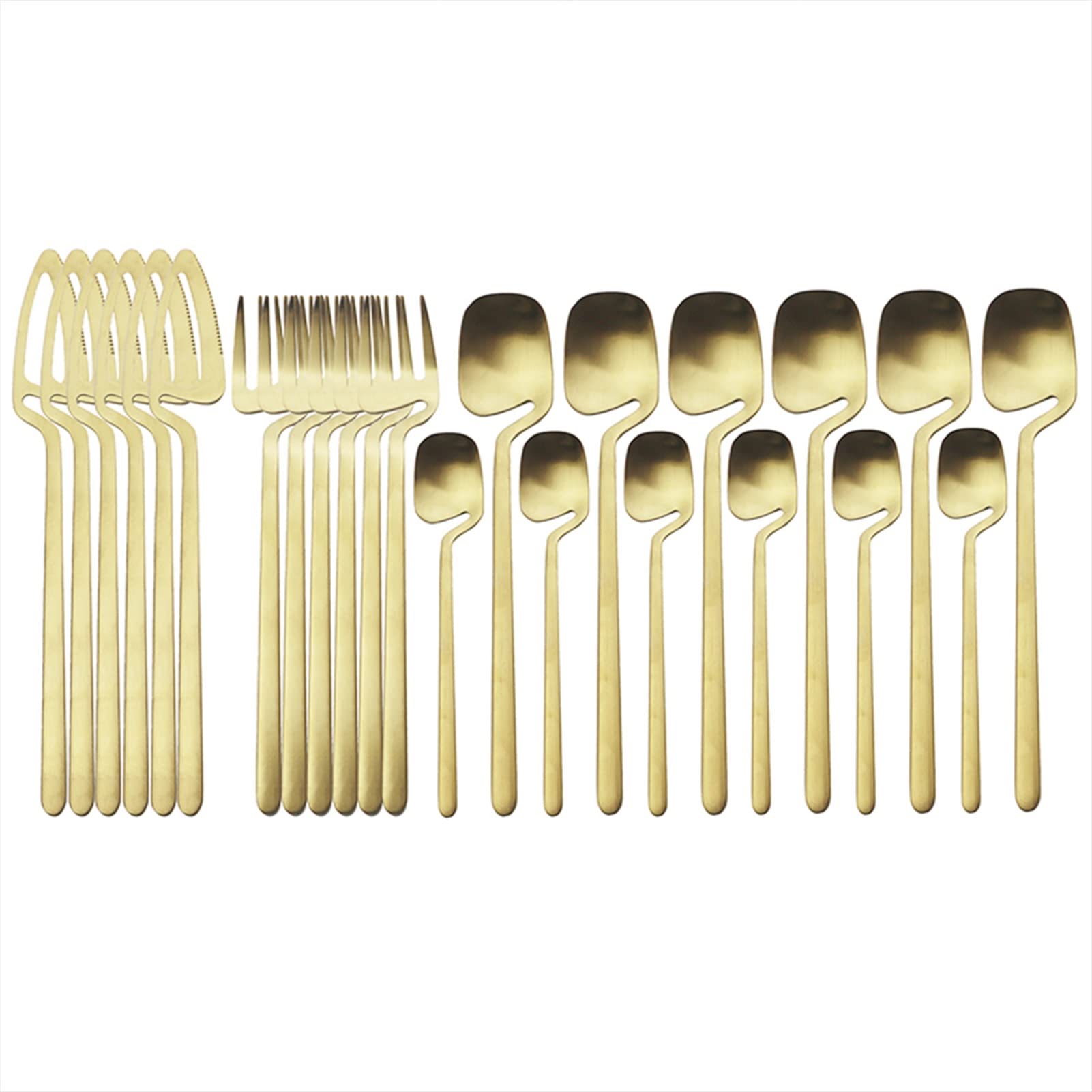 Bestecksets, 24-teilig, Besteckset aus mattiertem Edelstahl, Geschirrset, Schwarzgold, Messer, Gabel, Löffel, Besteck, Küchenparty-Geschirrset