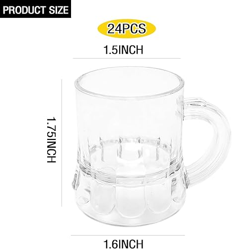 Miniatura 2 de 24 vasos de chupito de cerveza de plástico transparente con asas, vasos de degustación de cerveza reutilizables para fiestas, banquetes, picnics