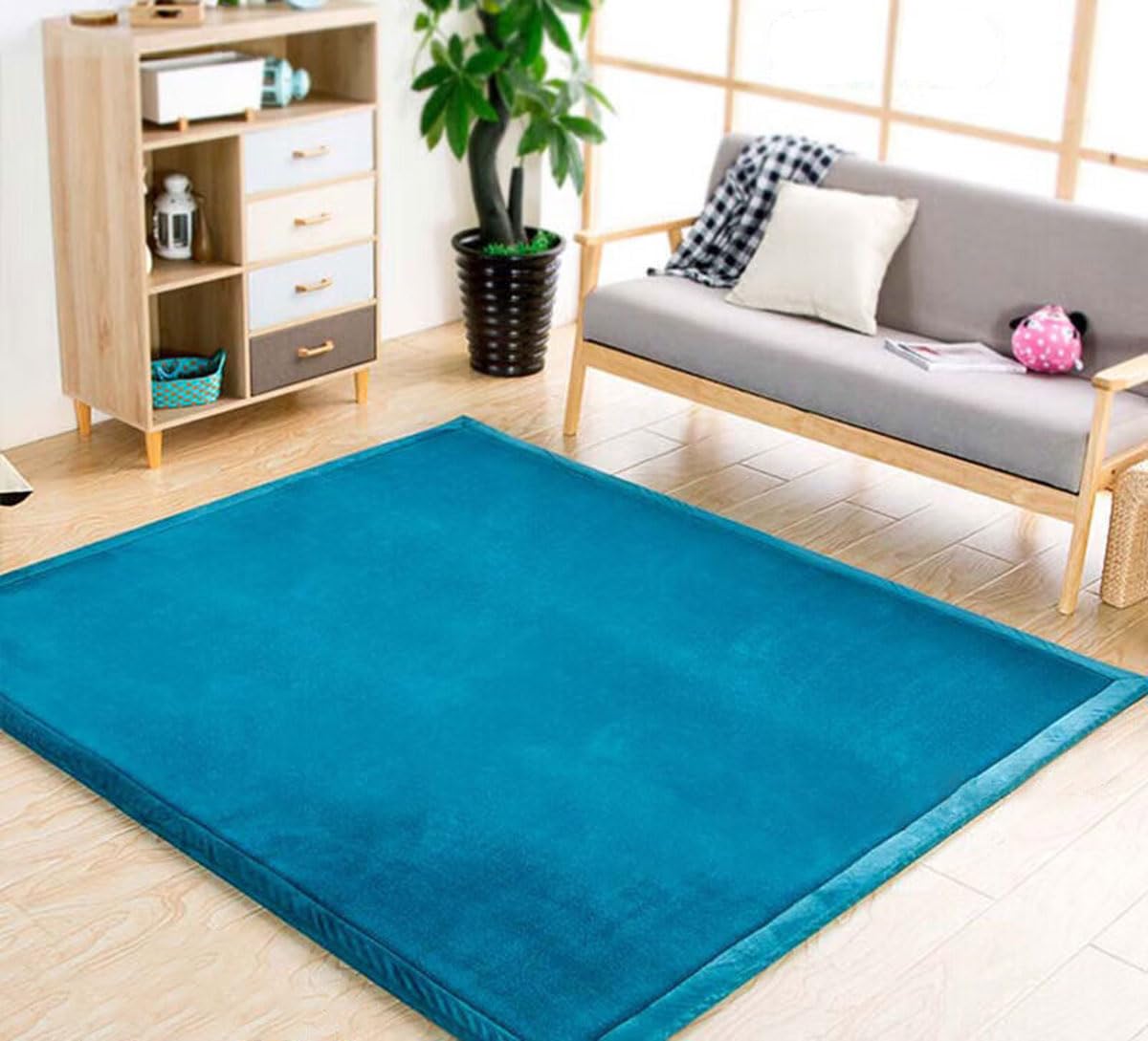 DSSHENGDS Living Room Home Decor Coral Fleece Area Rug,Modern Nursery Washable Kids Bedroom Rug,Girls Boys Soft Non-slip Soft Mat,2cm Thick Kids Carpet-E- 200 * 260cm