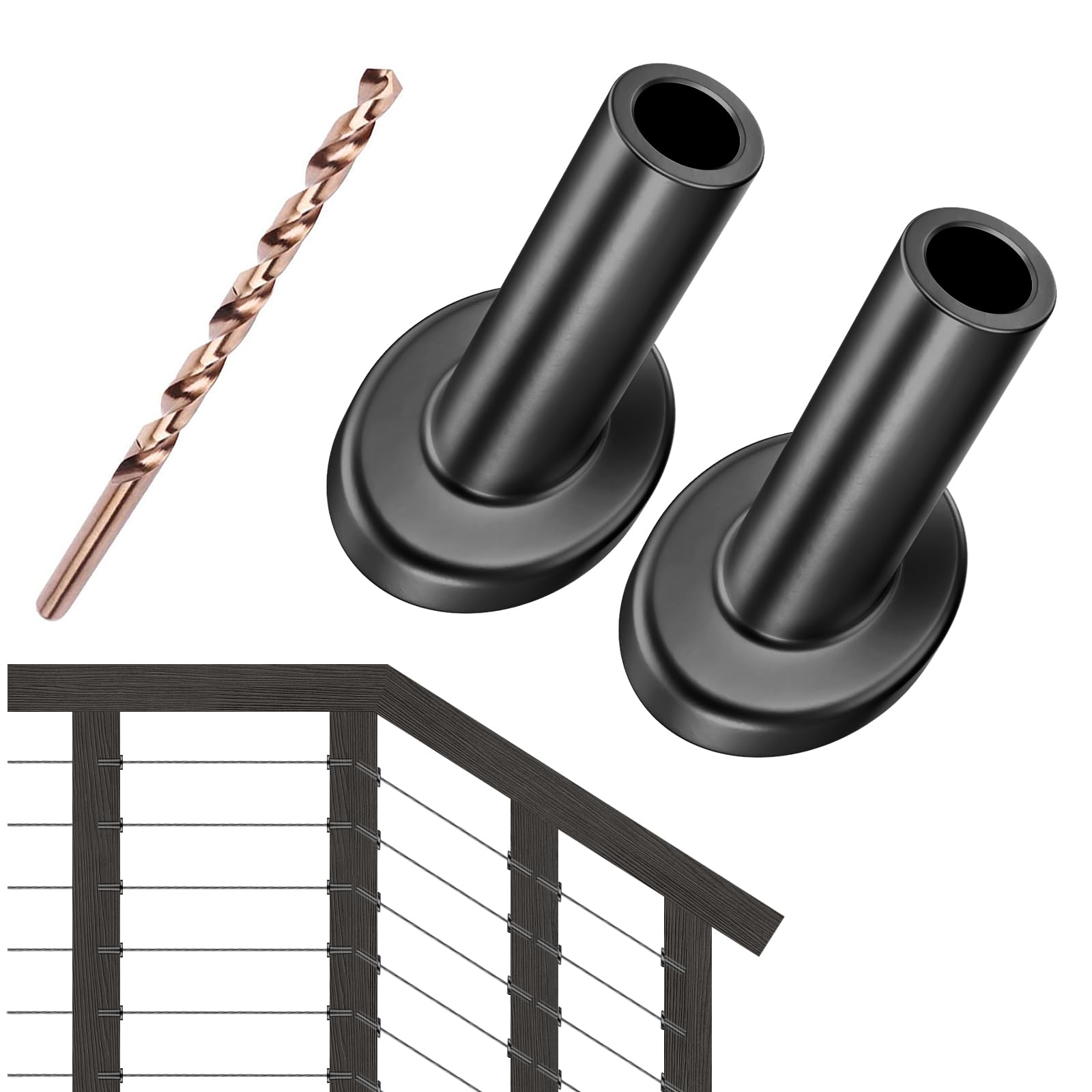 Sleeve Anchor Railing Cable Sleeve Black MUZATA Cable Railing Angle Sleeves (20 Pack) - 25/30 ...
