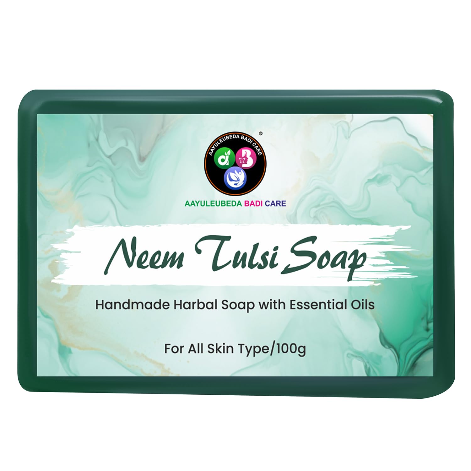 Aayuleubeda Badi CareABC Neem Tulsi Soap, Handmade Herbal Soap With Essential oil & Neem Extracts,100g| Paraben-Free Moisturising Soap With Mild Fragrance for Smooth & Glowing Skin| Eco-Friendly.