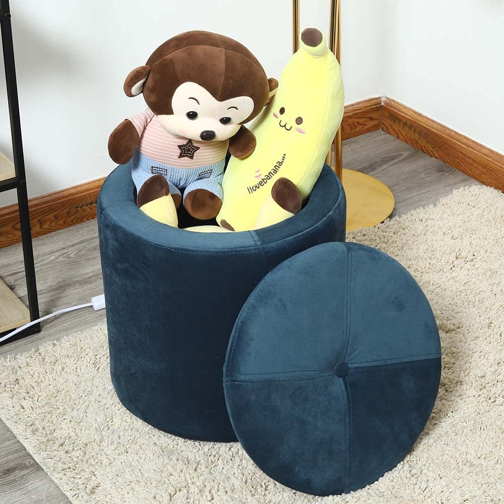 Buy YATAI Round Velvet Padded Seat Ottoman Storage Stool Box