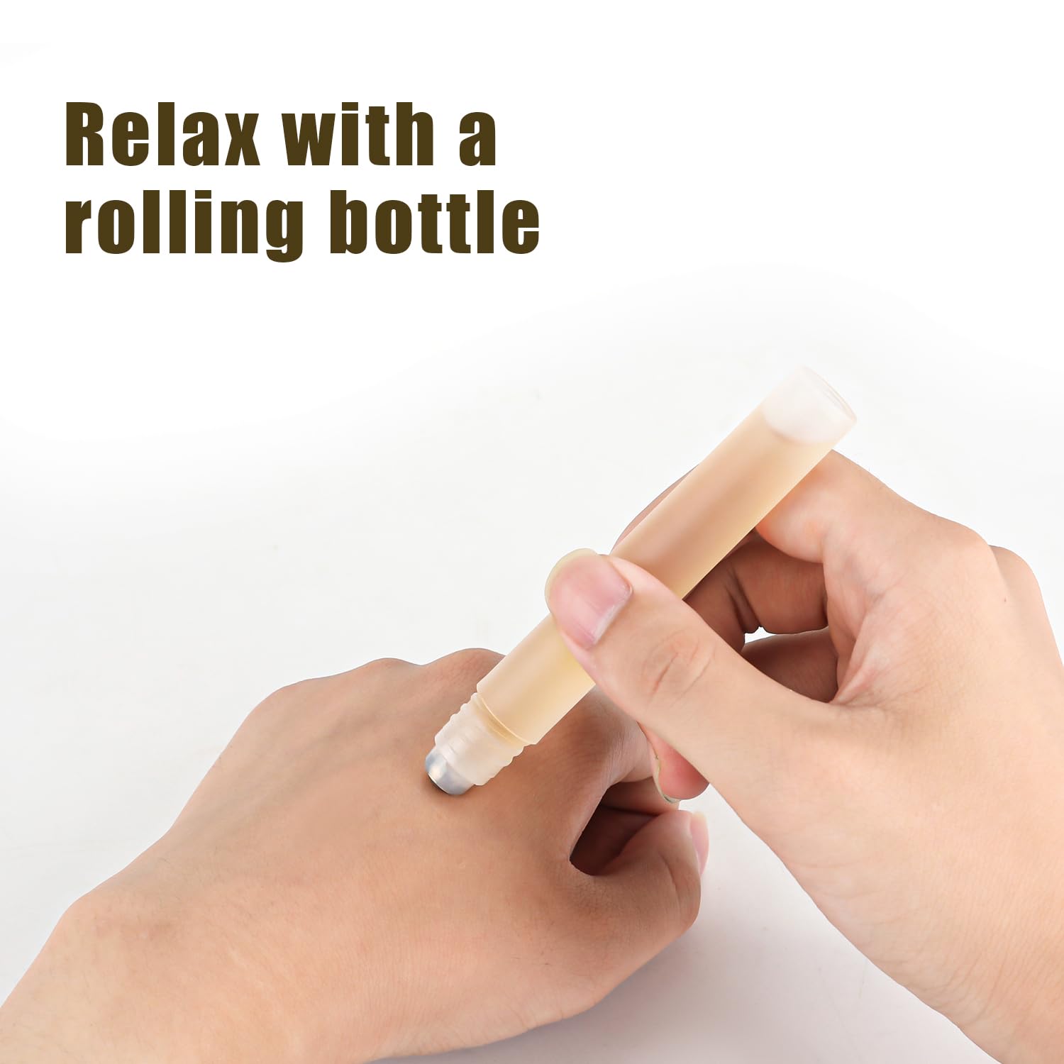 XIHIRCD 6pcs Essential Oil Roller Bottle, 10 ml Potable Roll on Flaschen avec Tube Distributeur Flacons à Roulettes Plastique Mat Cosmétiques Rechargeables Flacon de Parfum à Bille Roulante Voyage