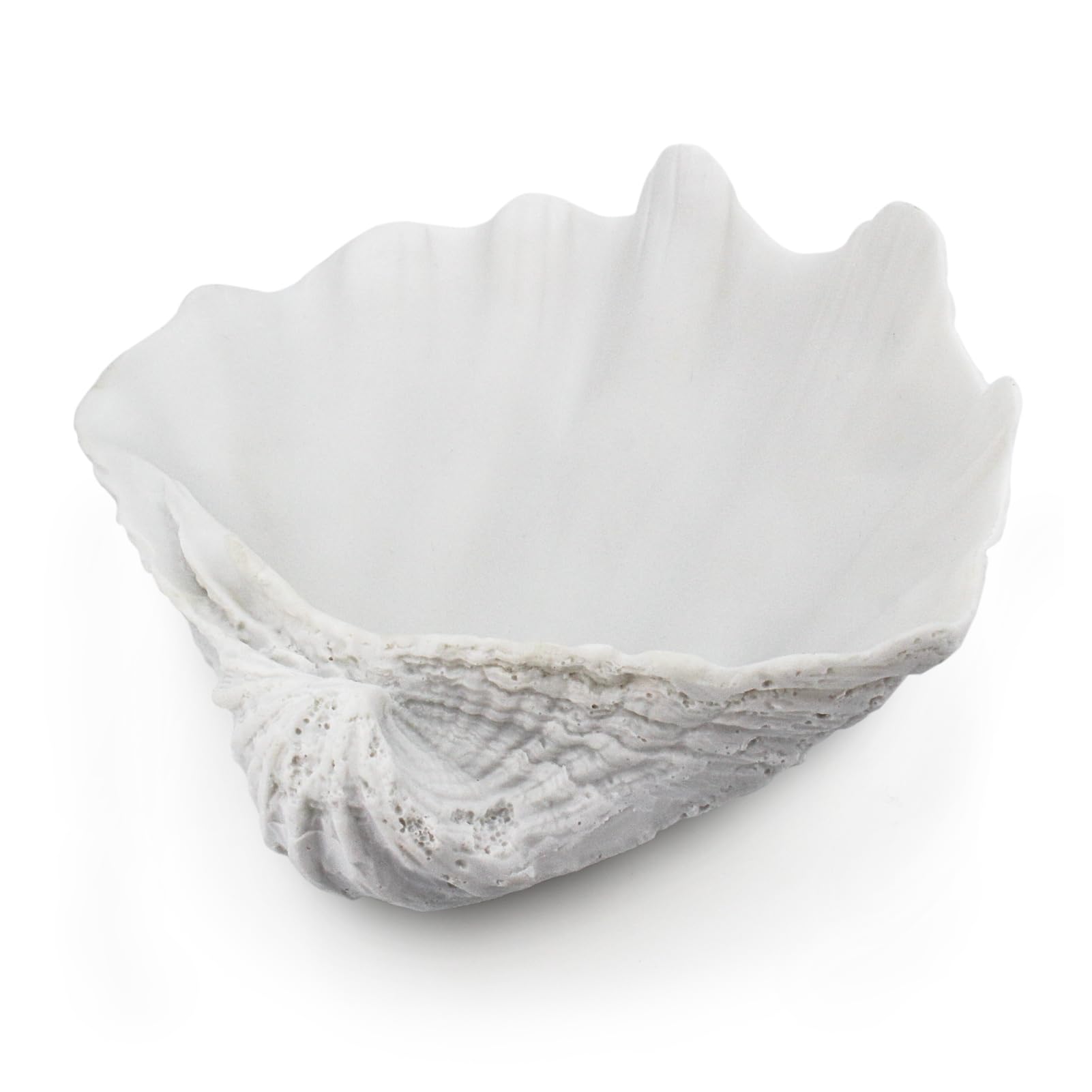 Resin Seashell Decorative Bowl for Home Decor, Large Clam Shell Bowl for Coffee Table Centerpiece Kitchen Counter, Sea Shell Key Bowl for Entryway Table (White)