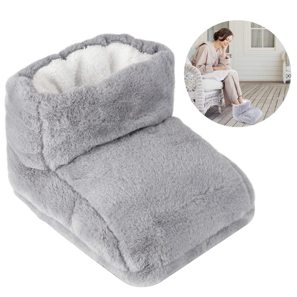 Calienta Pies Electrico, Calentador de Pies Electrico con USB, 3 Niveles de Temperatura, Protección Contra Sobrecalentamiento, para Hombres y Mujeres, Pies Fríos - Gris