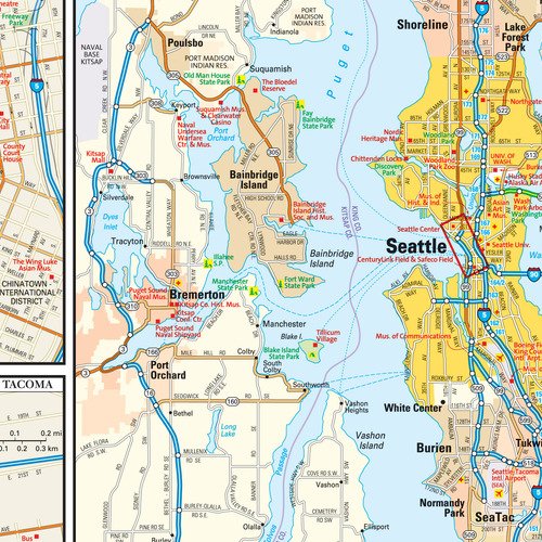 Amazon | ワシントン州シアトル ウォールマップ - 11.5インチ x 14.5