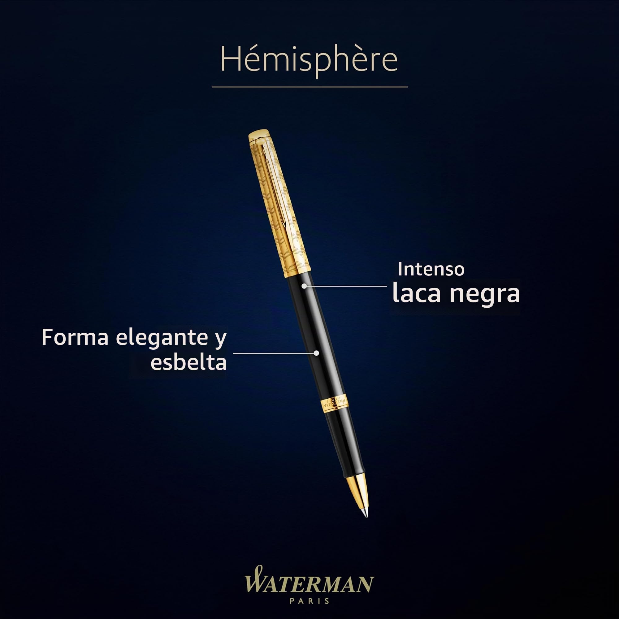 Waterman Hémisphère Bolígrafo roller | Colección Opera | Negro y dorado | Estuche de regalo