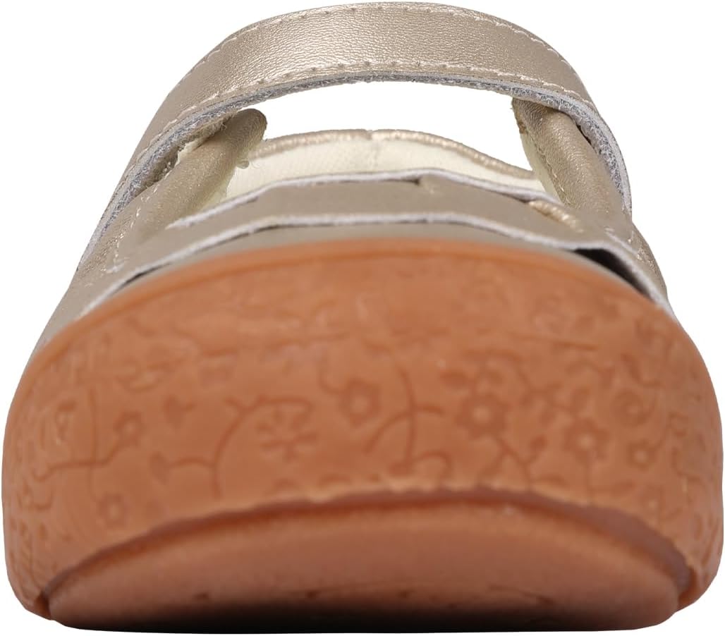 Oomphies Amina Leather Mary Jane Shoes for Girls – Ruffled Dress Shoes with Hook & Loop Closure, Soft Cushion Footbed
