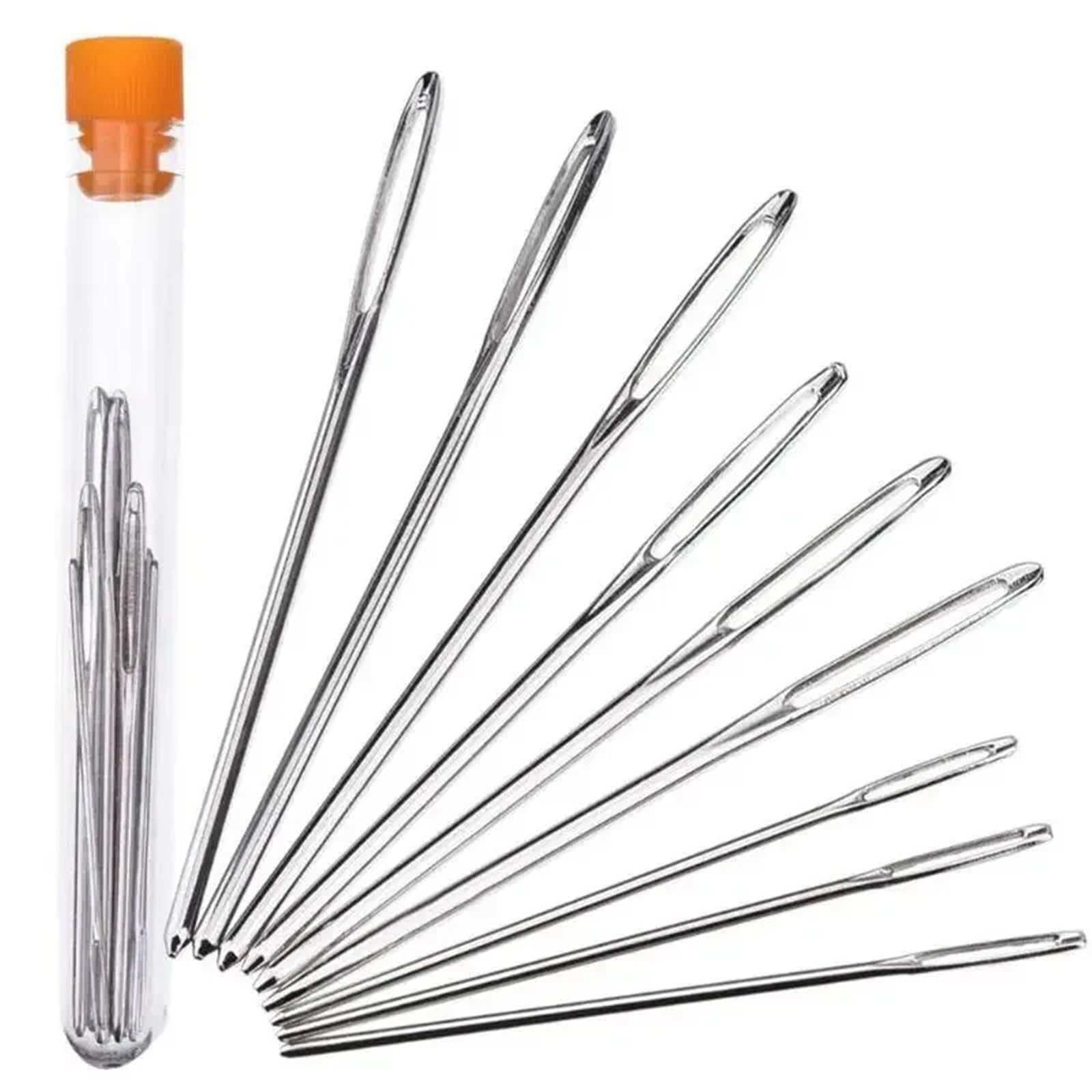 Large Eye Sewing Needles 8Set Large Eye Blunt Sewing Needles Cross Stitch Knitting Needle Handmade Leather Embroidery Thread Needle Sewing Accessories(A -9pcs/Set)