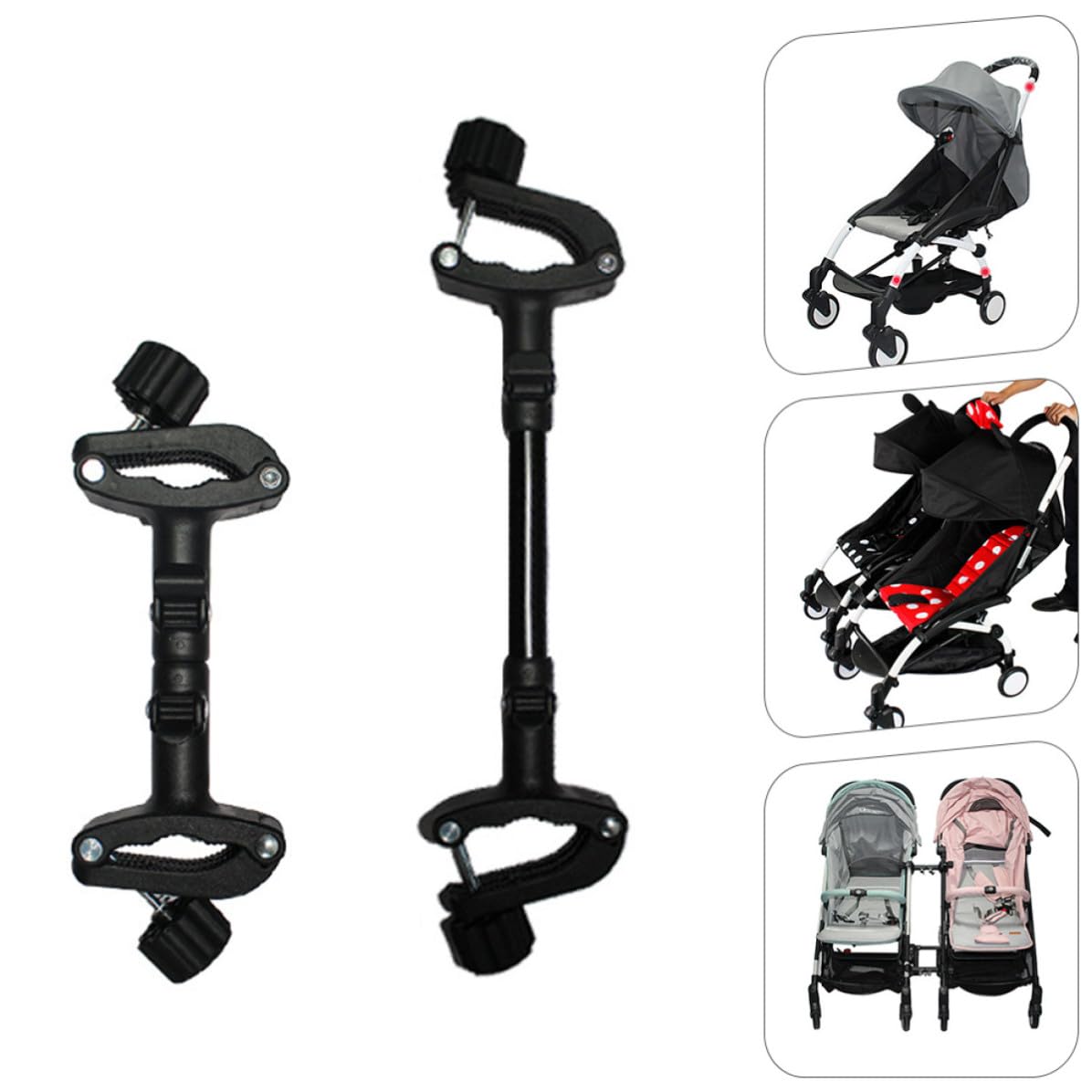 Conector Doble para Carrito de Ñiño Gemelar, 3 Piezas en Material Ligero y Antioxidante, Compatible Sillas de Paseo para Bebés