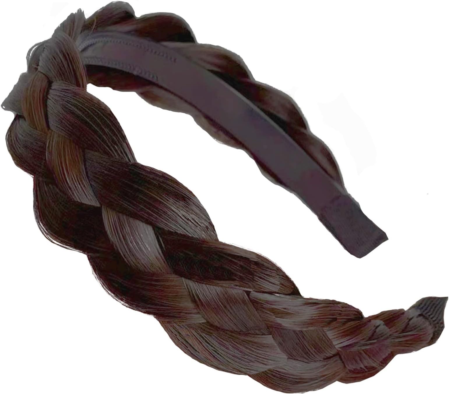 DenlydomHeadband 4 Strands Synthetic Hair Plaited Headband Braid Braided With Teeth Hair Band Beauty accessory Stretch Braid Headbands Hairpiece for Women Girl (Dark brown)