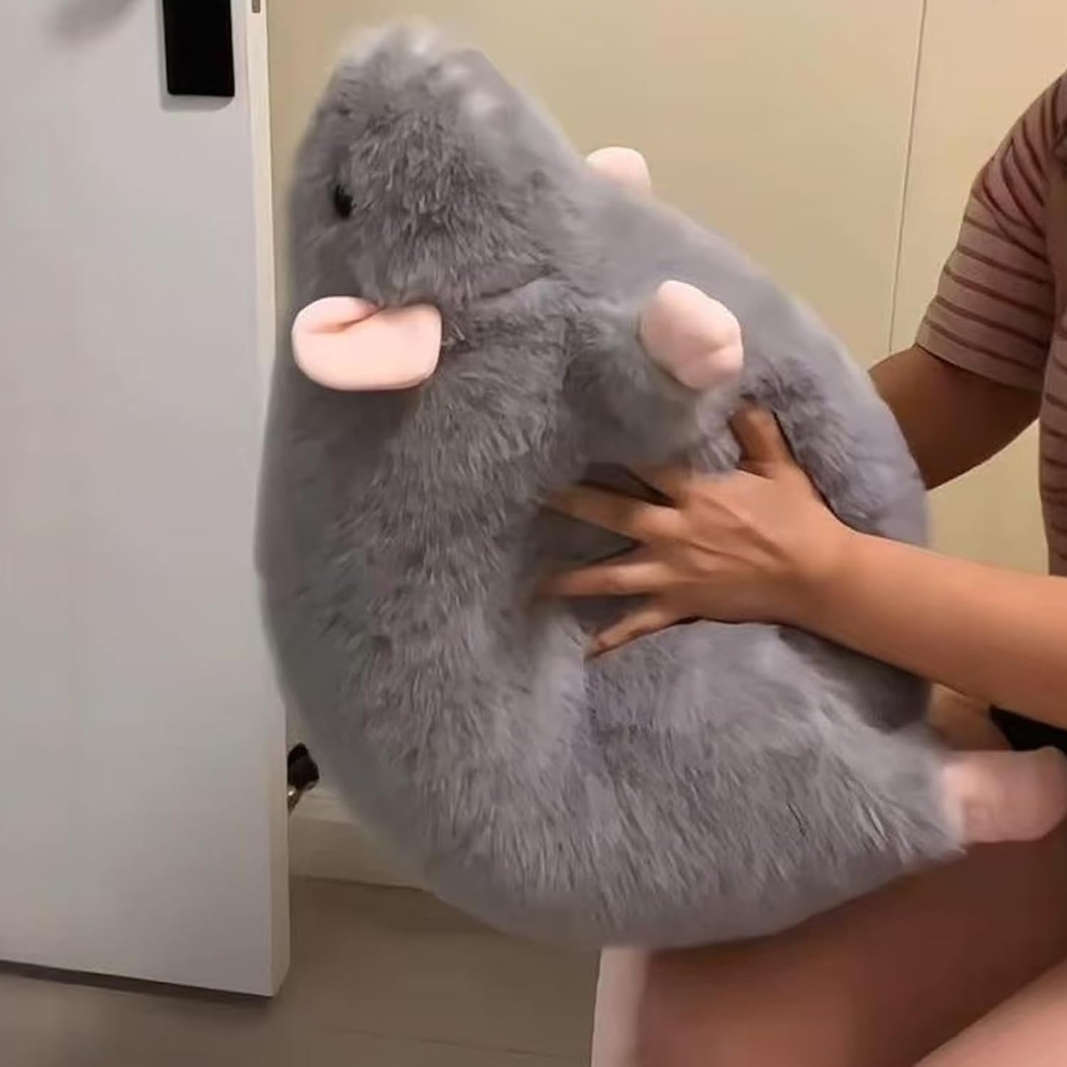 Rat Plush, Extra Thicc Fat Rat toy, Super Soft Chubby Grey Mouse Plush Toy, Cute Birthday for Kids Teens Adults,Cozy Huggable Animal Pillow (Gray, 40cm)
