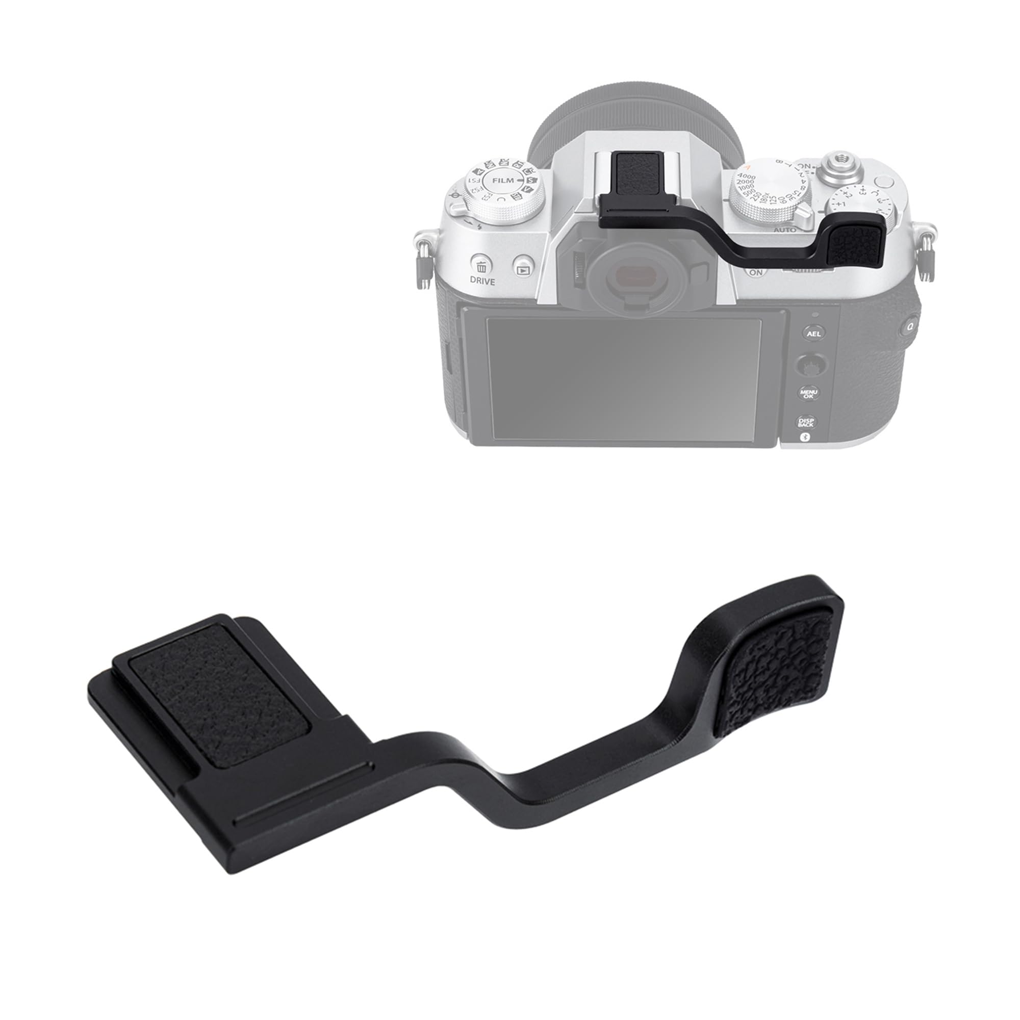 JJC XT50 Impugnatura Pollici Metallo per Fotocamera Fuji X-T50 Migliore Equilibrio & Grip Comodità, Hot Shoe Mount Pollice Supporto Migliorato Maniglia, Nero