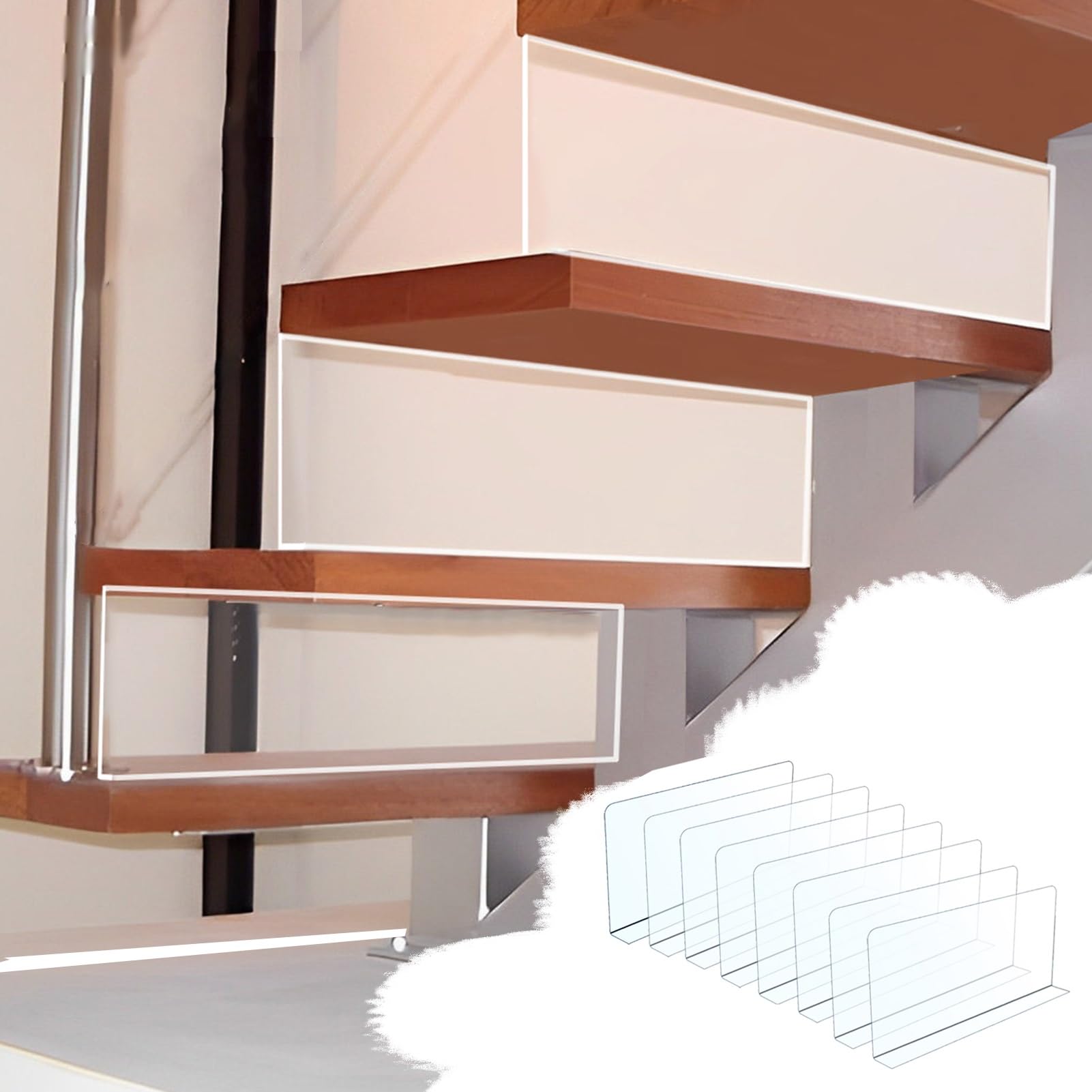 Evitar caídas en contrahuellas con el bloqueador debajo muebles y relleno huecos escaleras PVC