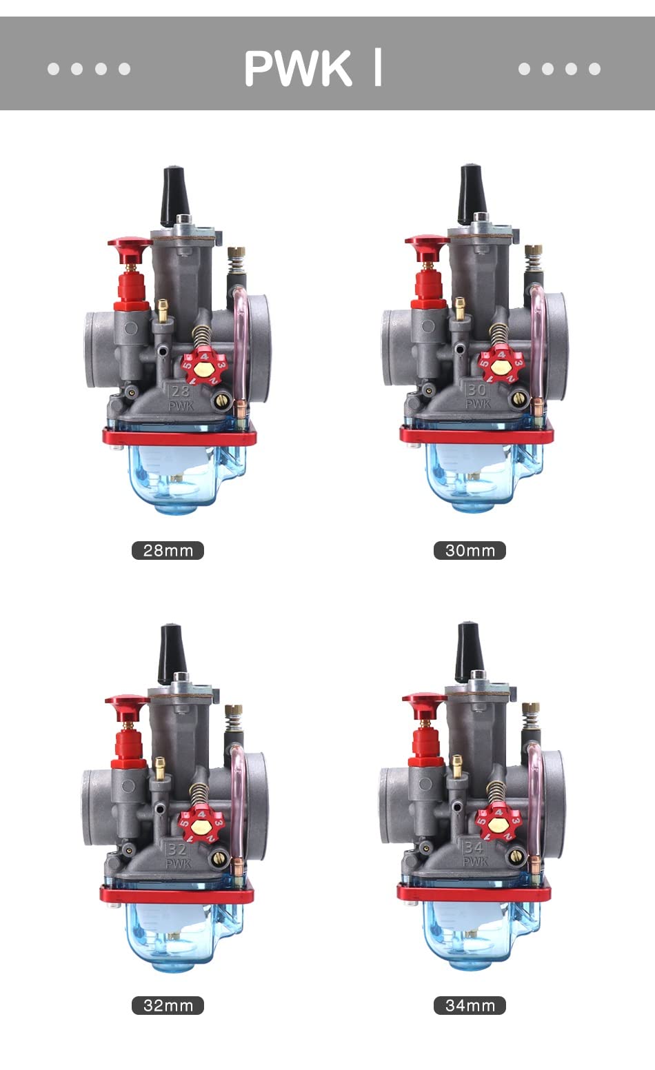 Motocicleta para Carburador Keihin 28mm 30mm 32mm 34mm Repostaje De Alta Velocidad 4T PWK Carb Fit 4T 50cc A 300cc Carburador para desbrozadora (Color : 34mm 2)