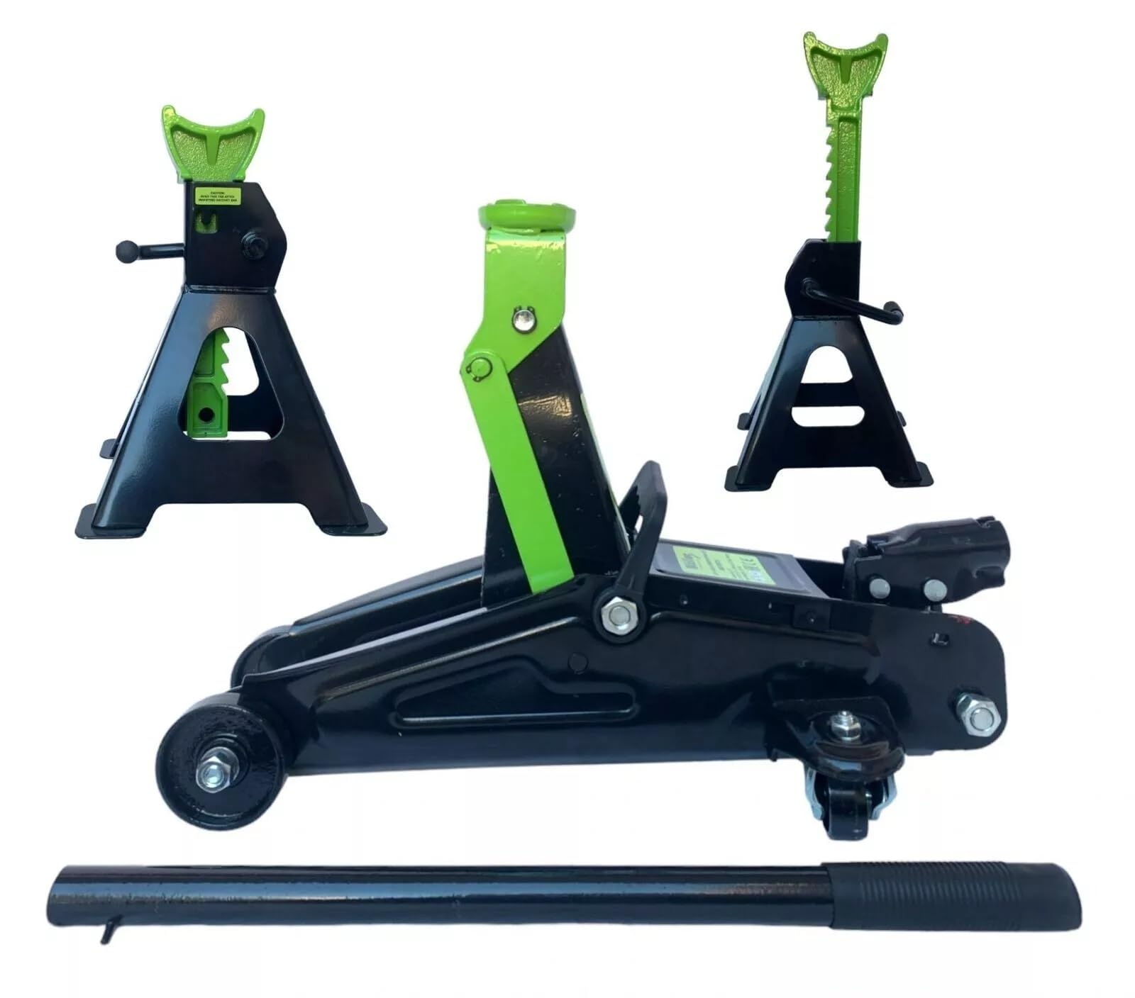 Cric Sollevatore Idraulico a Carrello 2.5T + 2 Cavalletti Auto 2500KG | Crick da Officina con Ruote e Testa Dentata | Altezza 127-330mm | Colore Casuale | Kit Sicurezza per Sollevamento Veicoli