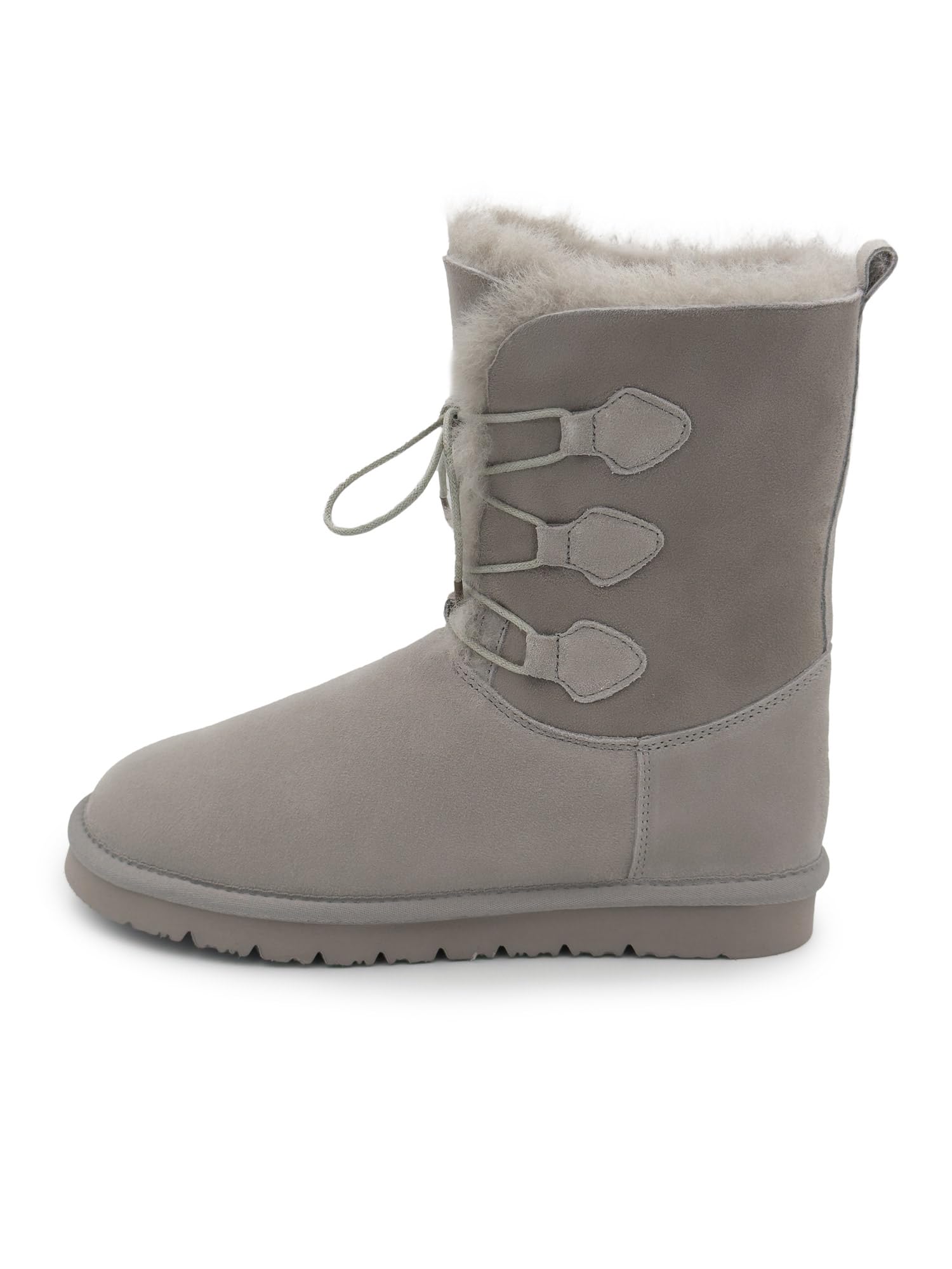 Rohn Moden Lammfell Boots Oslo für Damen, Winter Stiefel aus echtem Schaffell, warme Schneeschuhe in Grau