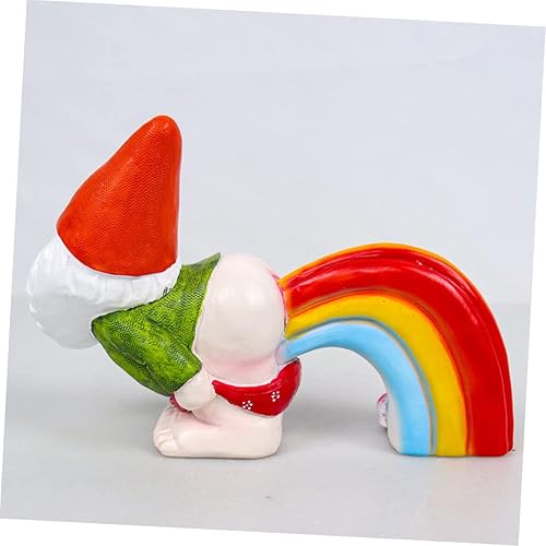 Miniatura 5 de Amosfun 2pcs Rainbow Fart Ornaments Decoración De para Exteriores Nativity Ornaments Present Ornaments Gnomes Fairy Gardens Gnomes Swedish Elf