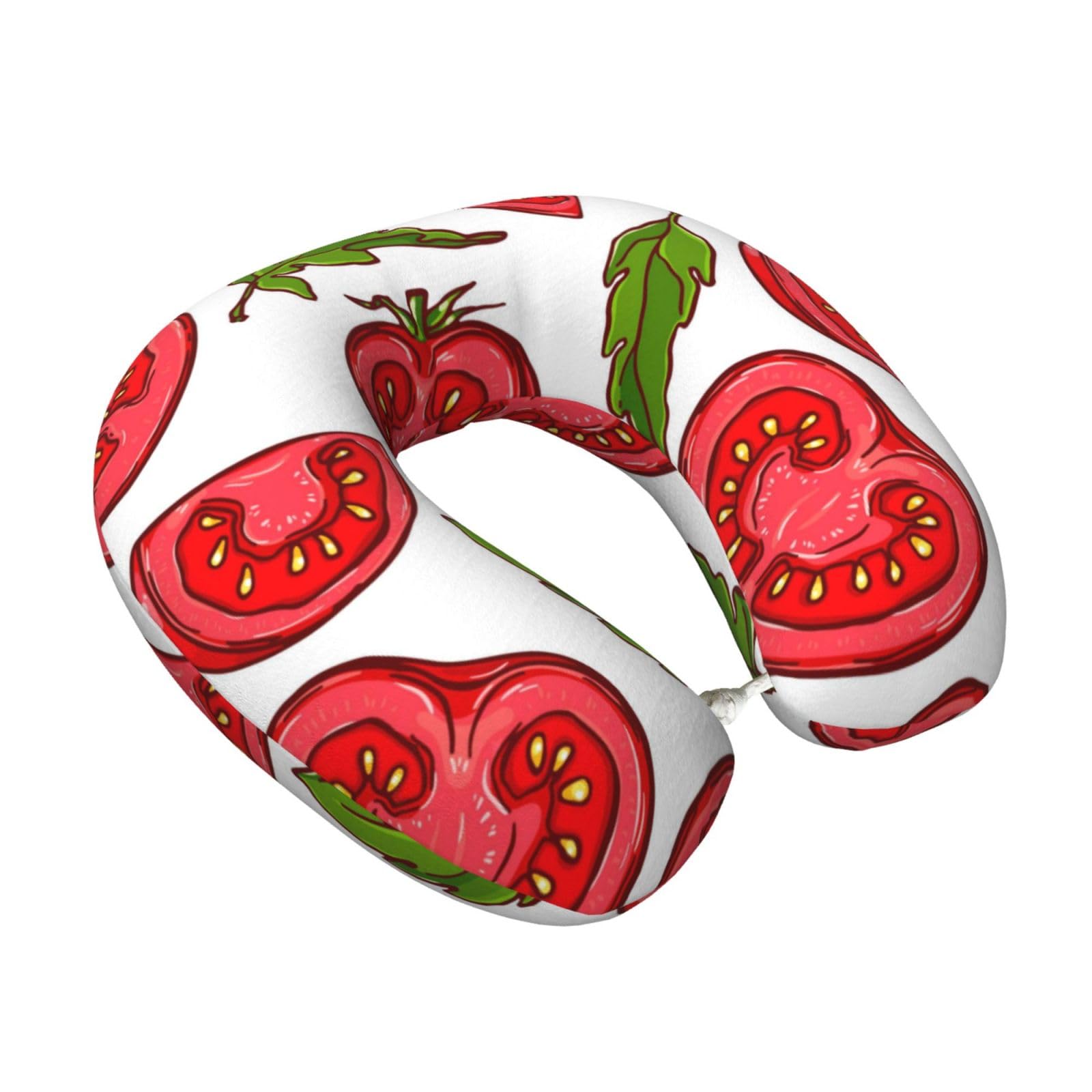 LKYMOH Cartoon Of Tomato Leaves Pattern, Travel Neck Pillow U-Shaped Memory Neck Support Soft Comfortable With Washable Cover For Airplane Car Traveling and Office