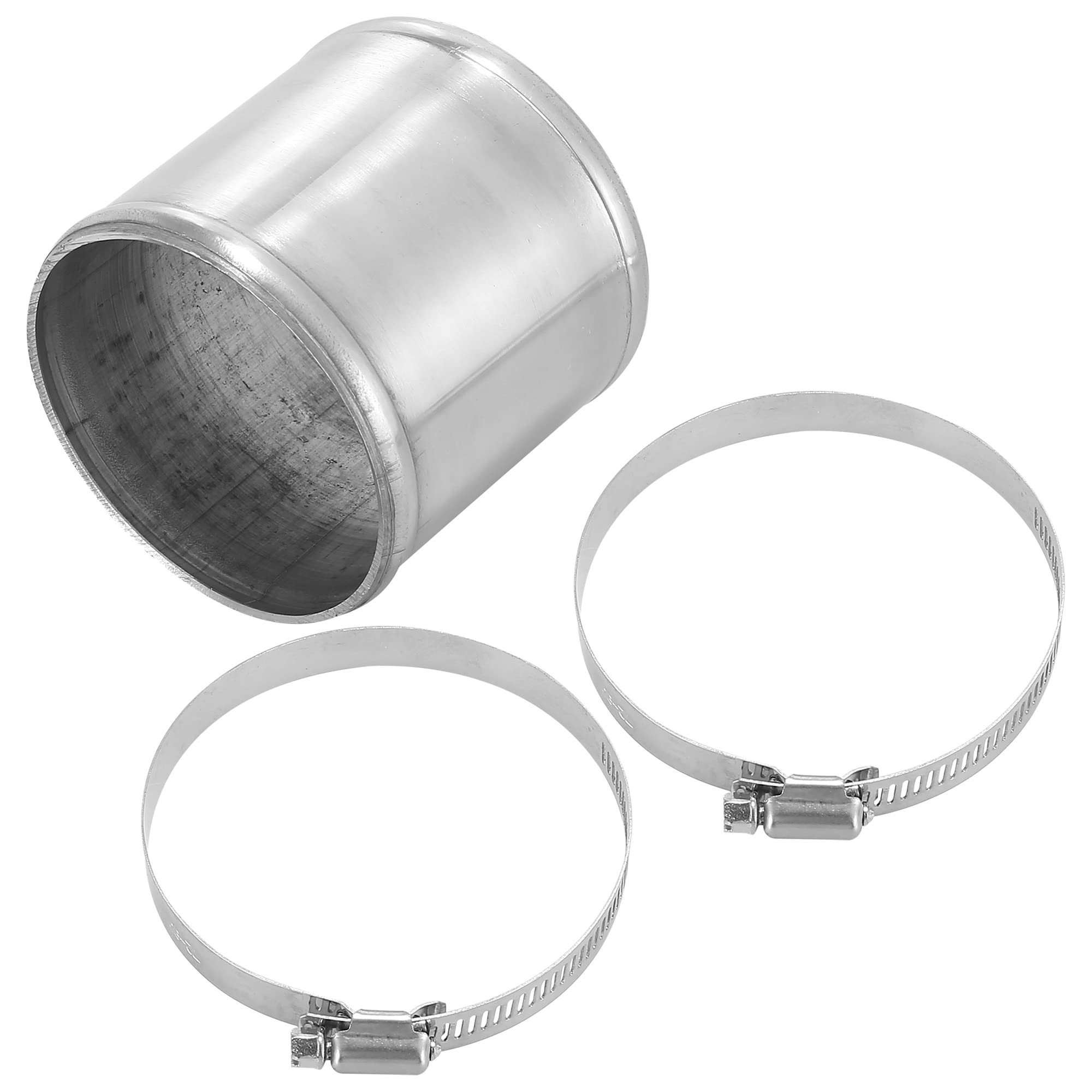 X AUTOHAUX Tube de raccordement de tuyau en alliage d'aluminium de 80 mm OD - Connecteur de tuyau d'admission d'air avec rouleau de perles et 2 colliers de serrage - Longueur 76 mm