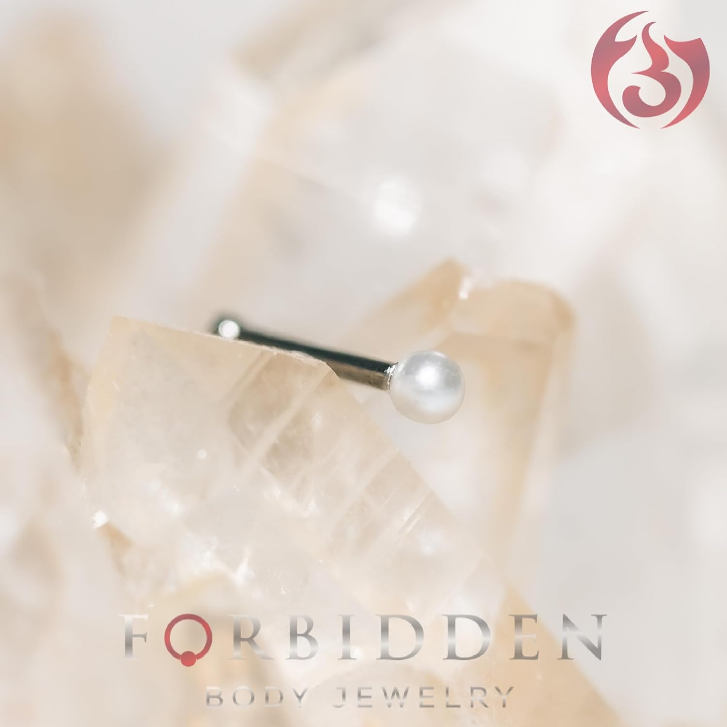 Forbidden Body Jewelry 20g Surgical Steel Pearly Ball Straight Nose Stud - Image 3