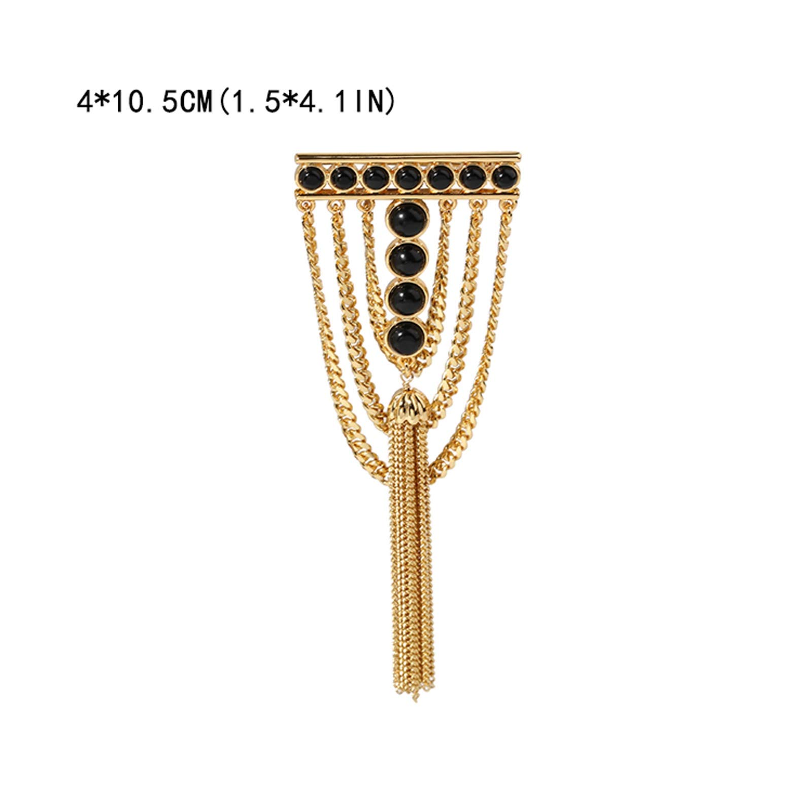 Broches para Mujer Broche, Broche de ágata Negra con Borla, Broche de Cadena Colgante, alfiler para Traje de Abrigo, Tachuelas para Camisa, Accesorios para Hombres y Mujeres, Broche