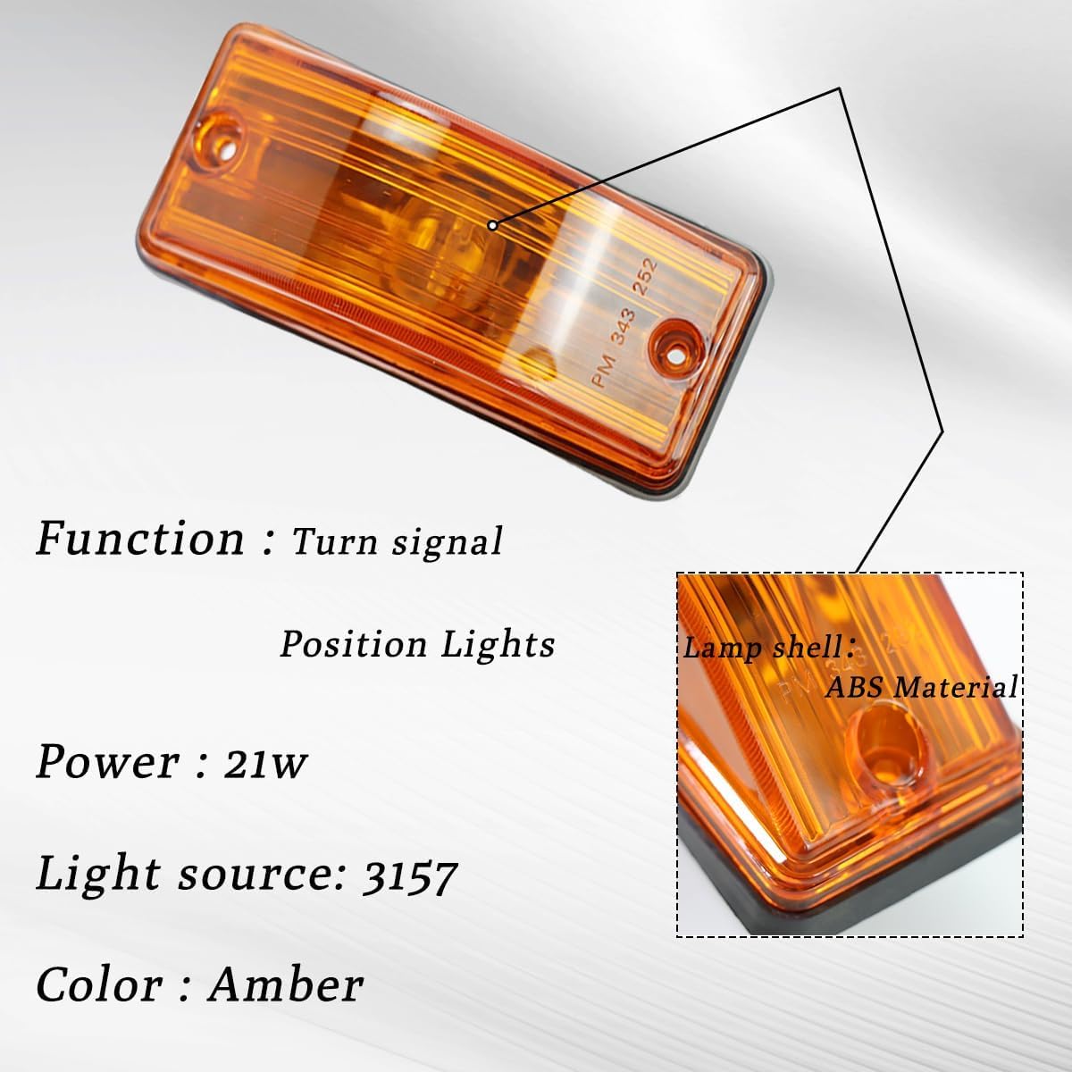 Cab Turn Signal Marker Light Assembly with Rubber Grommet Amber Fit for International Prostar Truck Behind Fender 2 PCS