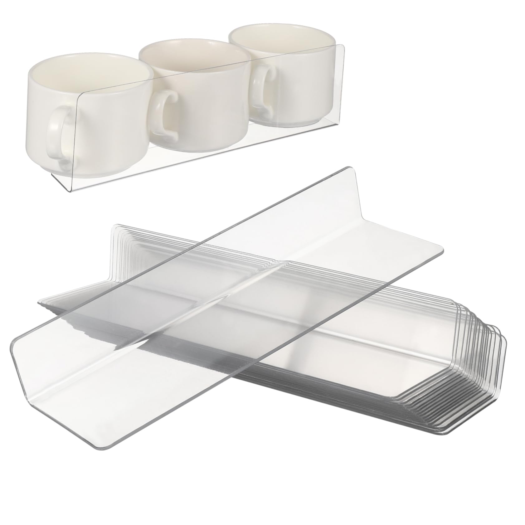 Garneck 20pcs Shape Shelf Dividers for Supermarket Transparent Plastic Organizers to Keep Cabinets Shelves Neat Sturdy Easy to Use for Home Retail Storage