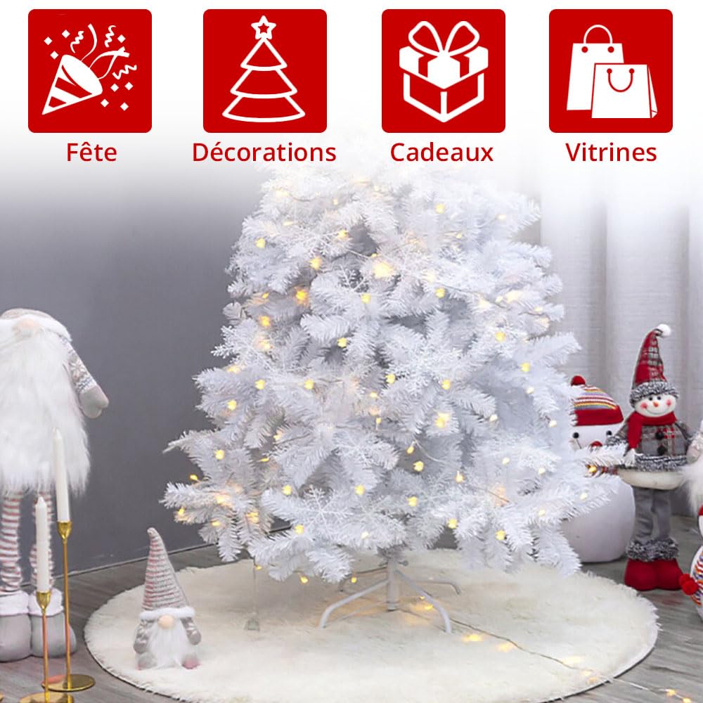 Jupe de Sapin Blanche Ø 60 cm, Couverture Décorative Arbre de Noël
