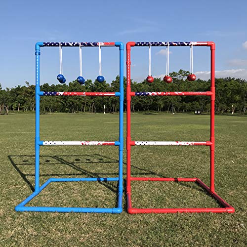 JAPER BEES Strong Ladder Ball Toss for Outdoor Lawn Game with Heavy Duty Pipes and 6 Real Golf Ball Bolas, Fasion Carrying Bag - Thumbnail 4