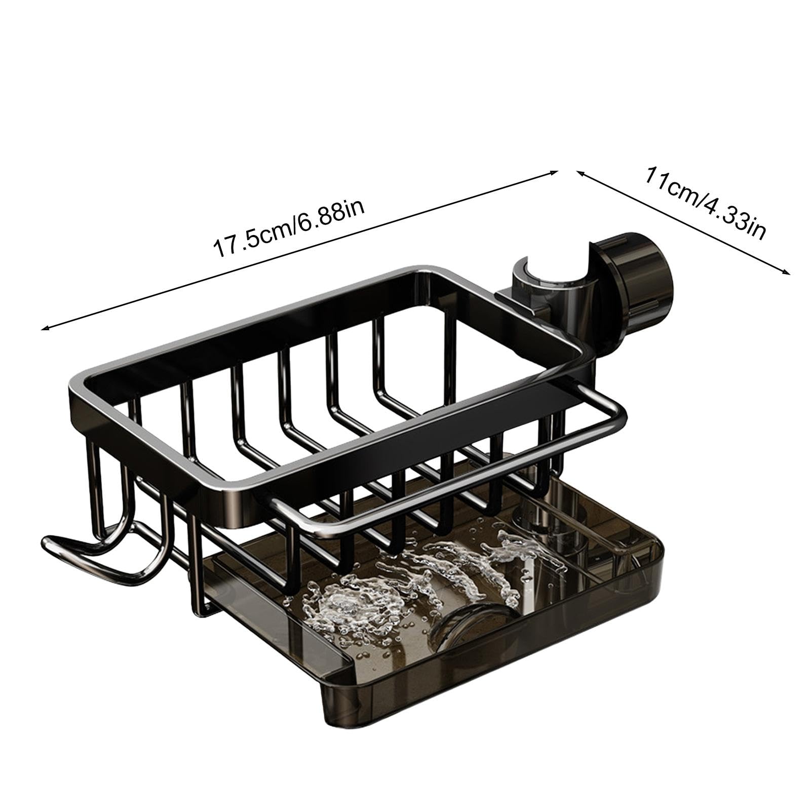 Support multifonction pour évier de cuisine en aluminium avec porte-éponge et robinet au-dessus du robinet pour économiser de l'espace et un accès facile