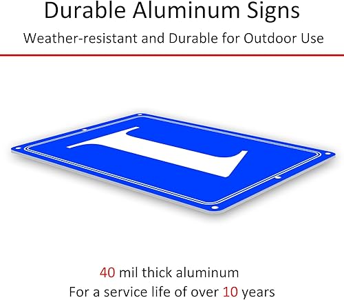 Miniatura 4 de Letreros numéricos de aluminio premium 1, de metal de 12 x 8 pulgadas, letreros numerados azules para exteriores para estacionamientos, piso,