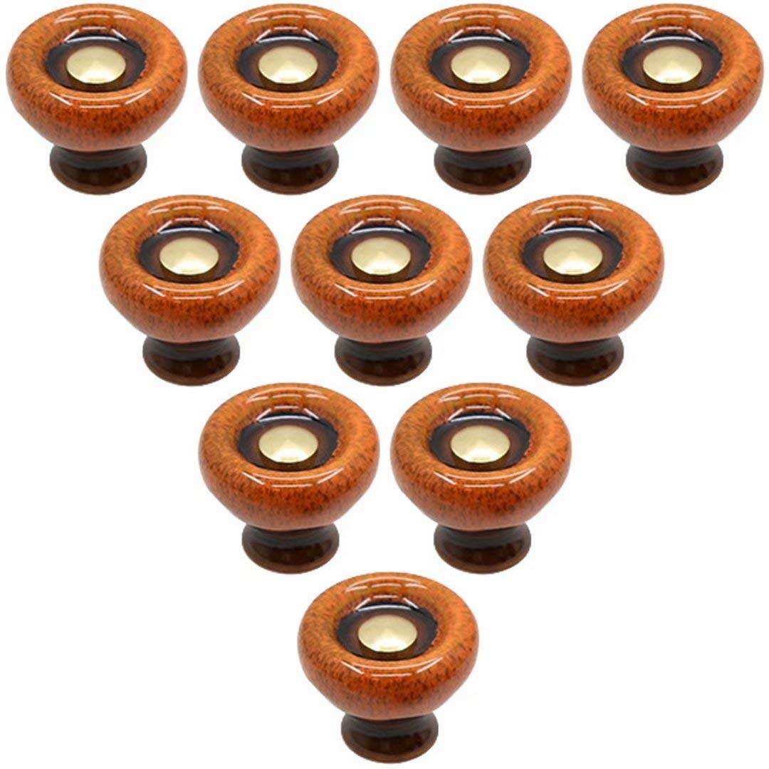 ZPECIAL 10 maniglie in ceramica semplici europee per mobili, decorazione per armadio, cucina, pomelli rotondi per armadietti, accessori vintage per mobili (arancione)