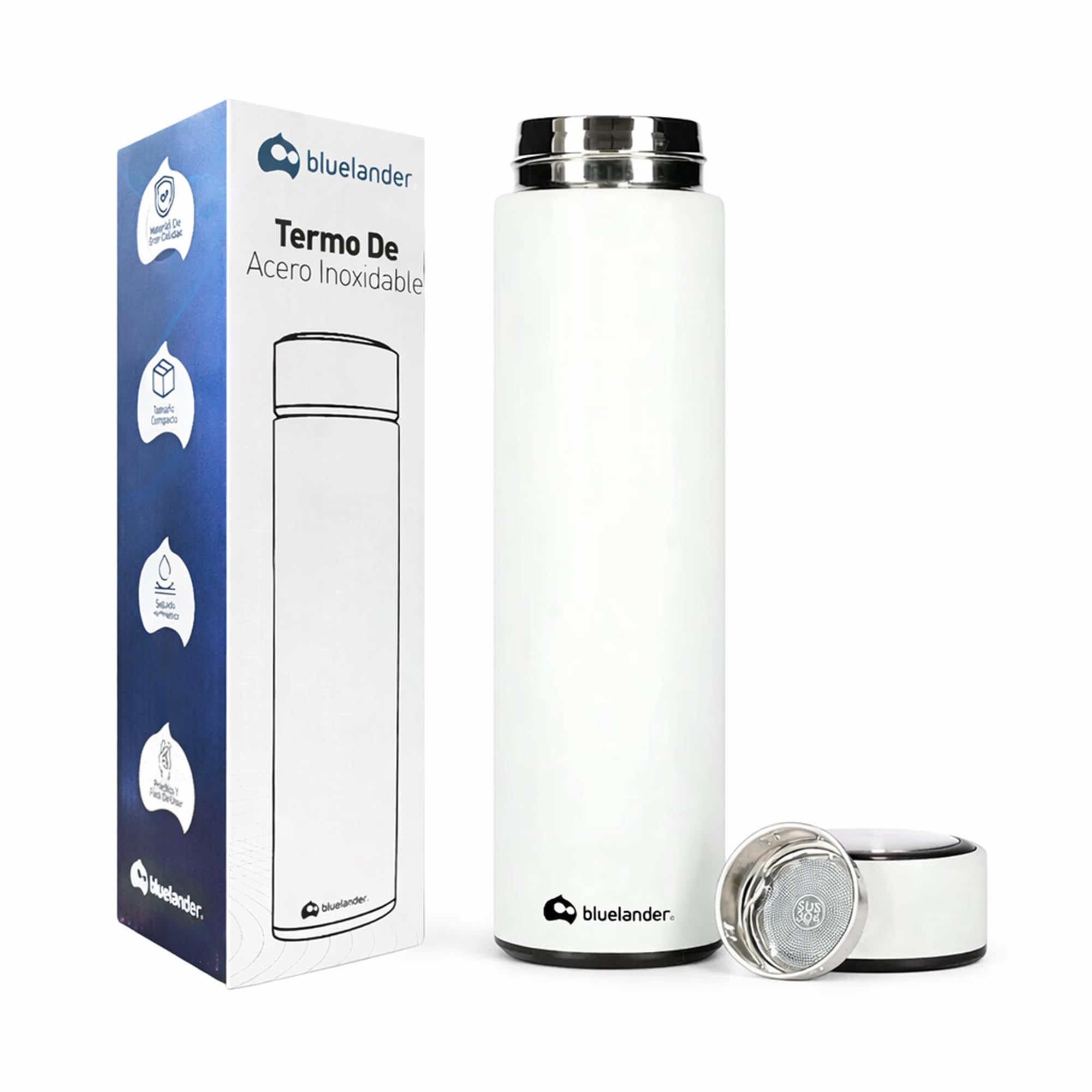 Bluelander Termo Acero Inoxidable 500 ml a Prueba de Fugas — Termo Para Café