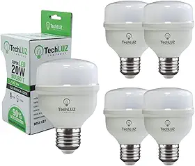 Kit 5 Lâmpadas Led Super Bulbo 20w Alta Potência Bivolt Branco Frio- Techluz