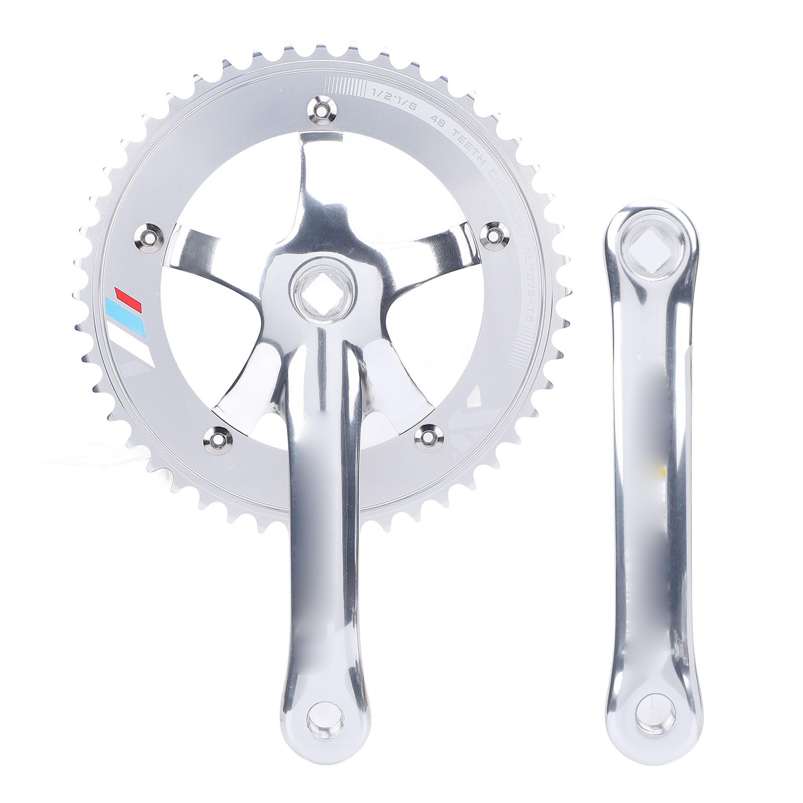 Cryfokt Mechanizm Korbowy 48T, Wydrążona Zintegrowana Tarcza Zestaw Korbowy Stop Aluminium, Kwadratowy Otwór, Jednobiegowy, o Zwiększonej Stabilności, do Modeli Rowerowych z Ostrym