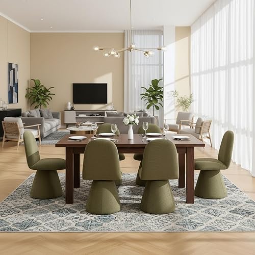 Miniatura 5 de DUOMAY Juego de 2 sillas giratorias de comedor, modernas de mediados de siglo, con respaldo alto, tapizadas, de felpilla, sillas de cocina, sillas