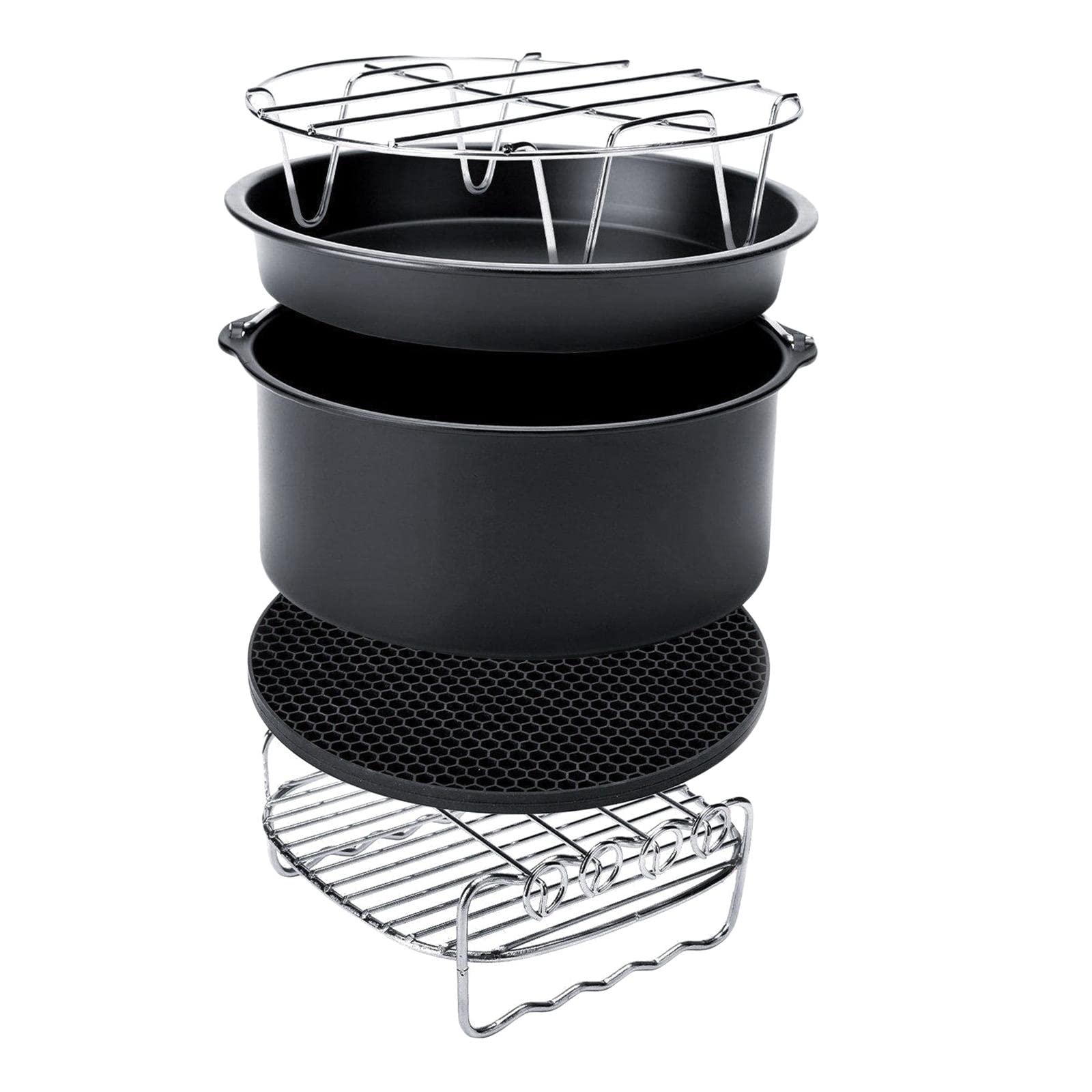 8pcs Air Fryer Accessories 9 Inch Grill Pot Kitchen Baking C | Air Fryer Accessories 9 Inch Grill Pot Kitchen Baking Cooking Tool Stainless Steel Metal Silicone ABS-image-18