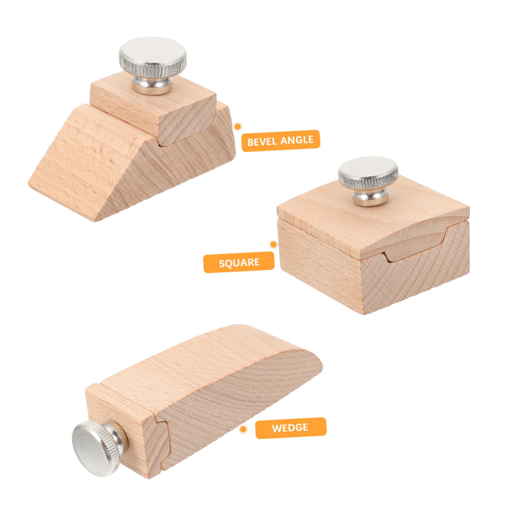 ULDIGI Sanding Block in Legno Beige per Pelle, Set 3 Pezzi | Professionale per Selleria e Lavorazioni Manuali, Forme Quadrata, Smussata e Cuneo, Resistente All'usura