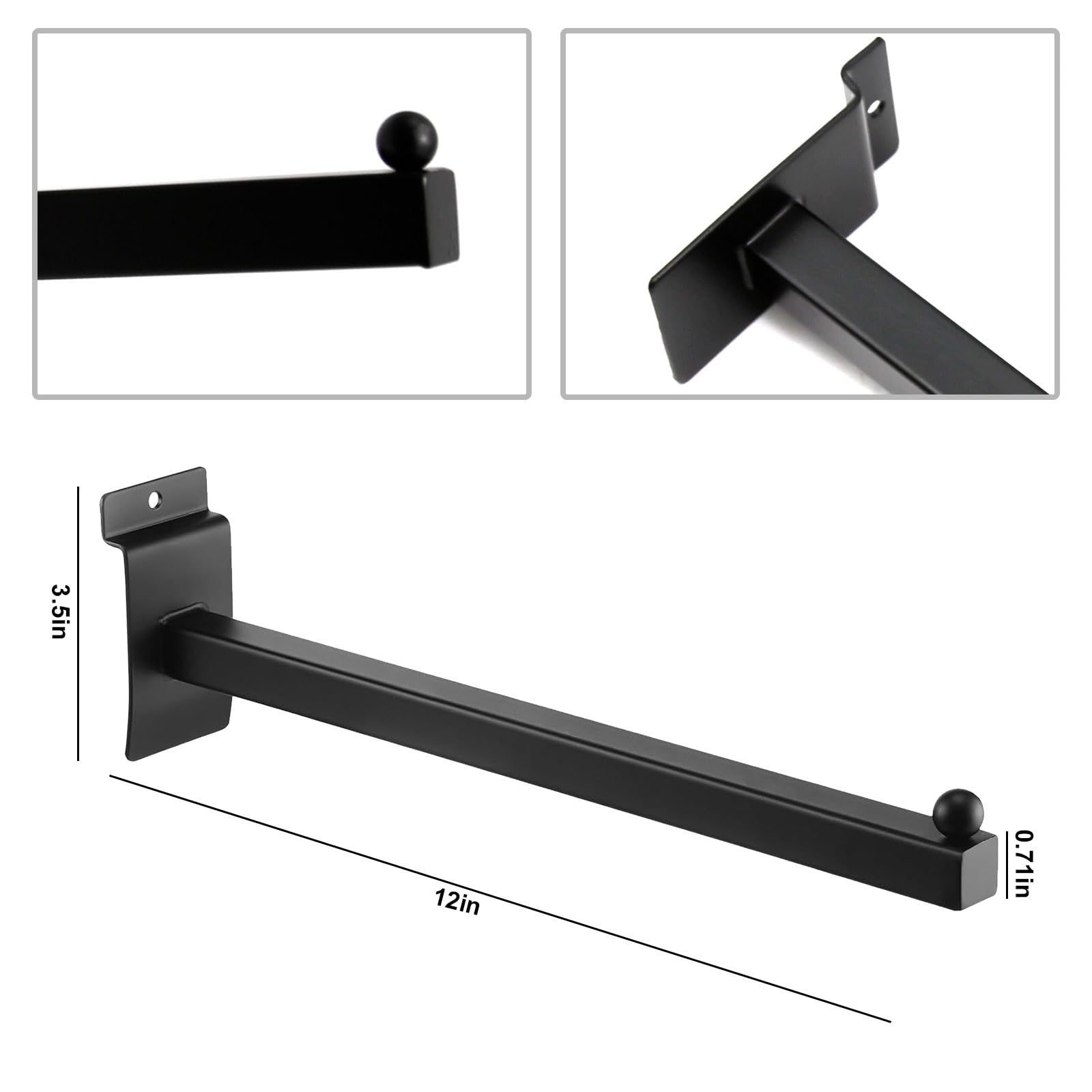 HARFINGTON 60pcs Slat Wall Hooks - 12 Inch Metal Pegboard Hooks, Black - For Garage, Shop, Retail Display