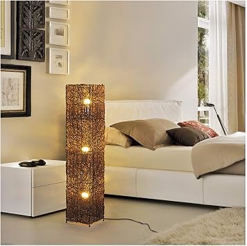 GG_L Floor Stand Lamp Handmade Torchiere Floor Lamp, Modern Creative Living Room Bedroom Rattan Floor Stand Lamp, Study Torchiere Floor Lamp - Gift Gift/Decoration Color Brown Hanging