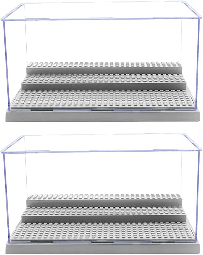 Caja de exhibición de minifiguras WMM para figuras de acción, bloques, placas base, caja de exhibición acrílica a prueba de polvo con 3 pasos