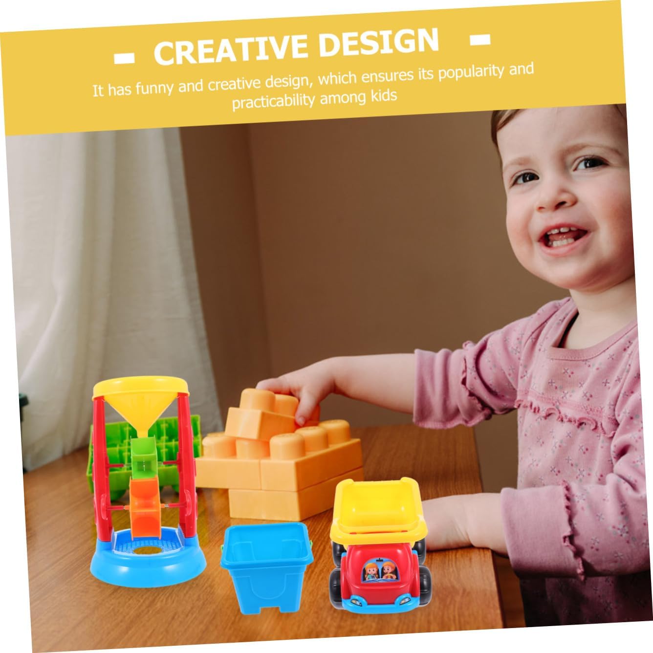 Uonlytech Beach Sand Lightweight Outdoor Sandbox Tools for Teamwork Games Includes Bucket Shovel Car Easy to Clean for Parks Backyard Seaside Fun