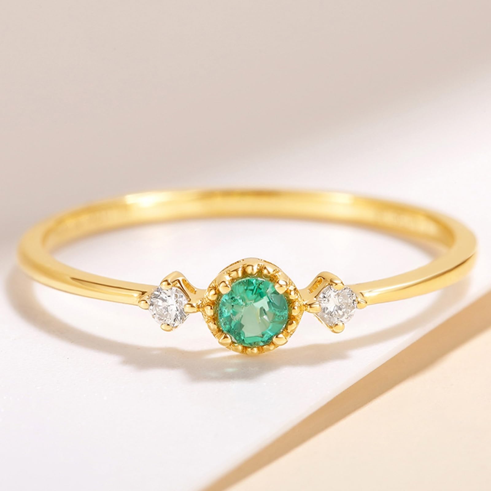 Anillos para mujer con esmeralda, oro amarillo, anillos de compromiso, anillos de boda de oro auténtico, alianzas para mujeres