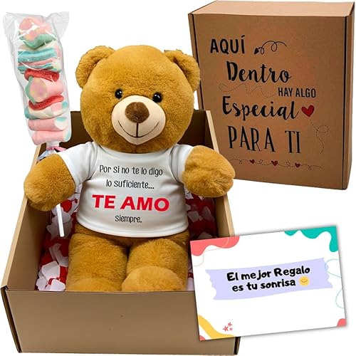 Regalo Pareja Original Personalizable | Osito de Peluche en Caja Sorpresa y Mensaje Te Amo | Regalo Aniversario, Enamorados y San Valentín (Marron TE Amo) Regalo Pareja Original Personalizable | Osito de Peluche en Caja Sorpresa y Mensaje Te Amo | Regalo Aniversario, Enamorados y San Valentín (Marron TE Amo)