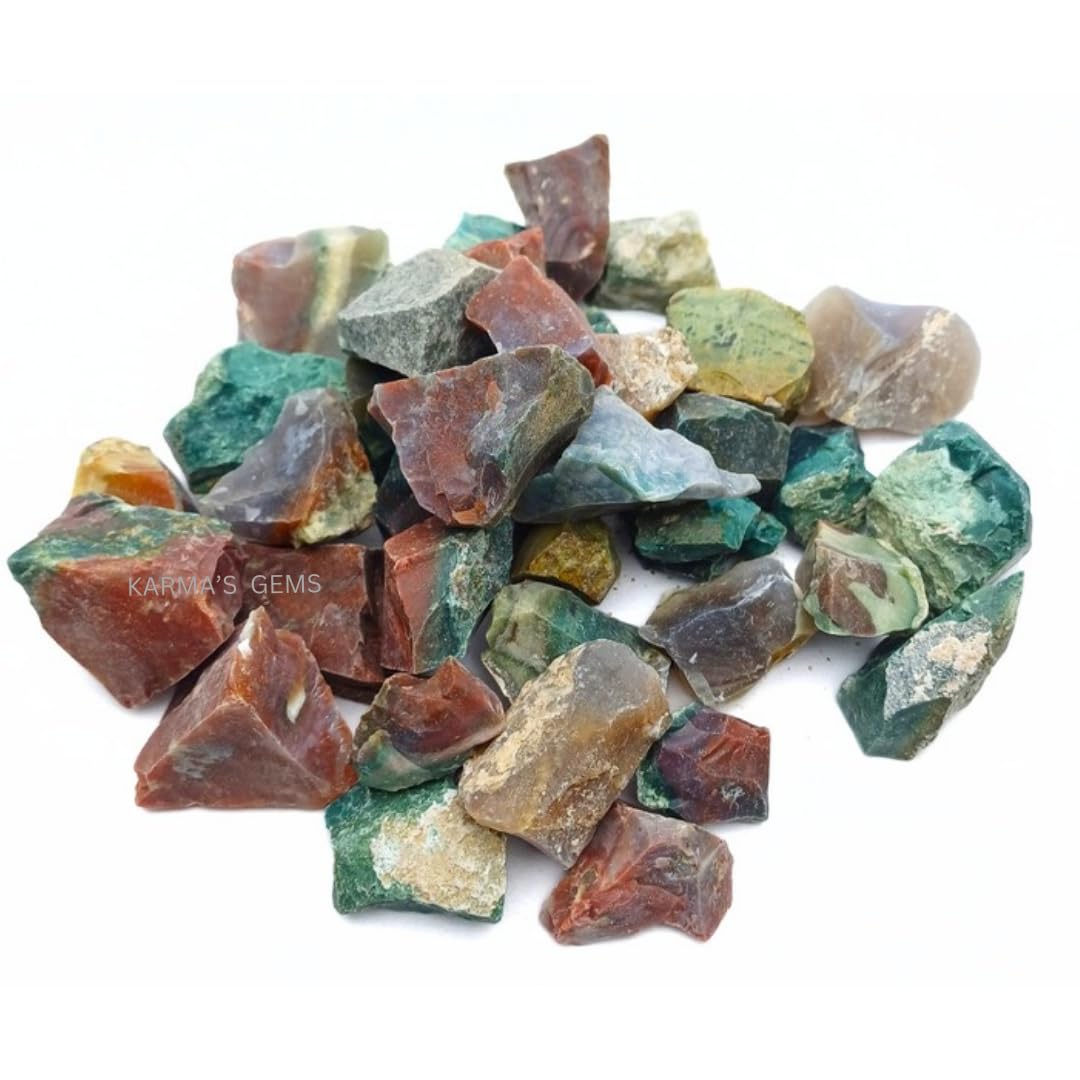 1 LB Fancy Bloodstone Jasper - Natural Raw Stones for Tumbling, Cabbing, Fountain Rocks, Decoration, Polishing, Wire Wrapping, Wicca & Reiki, Gemstone, 1 Inch+ Size, 2000+ Carat