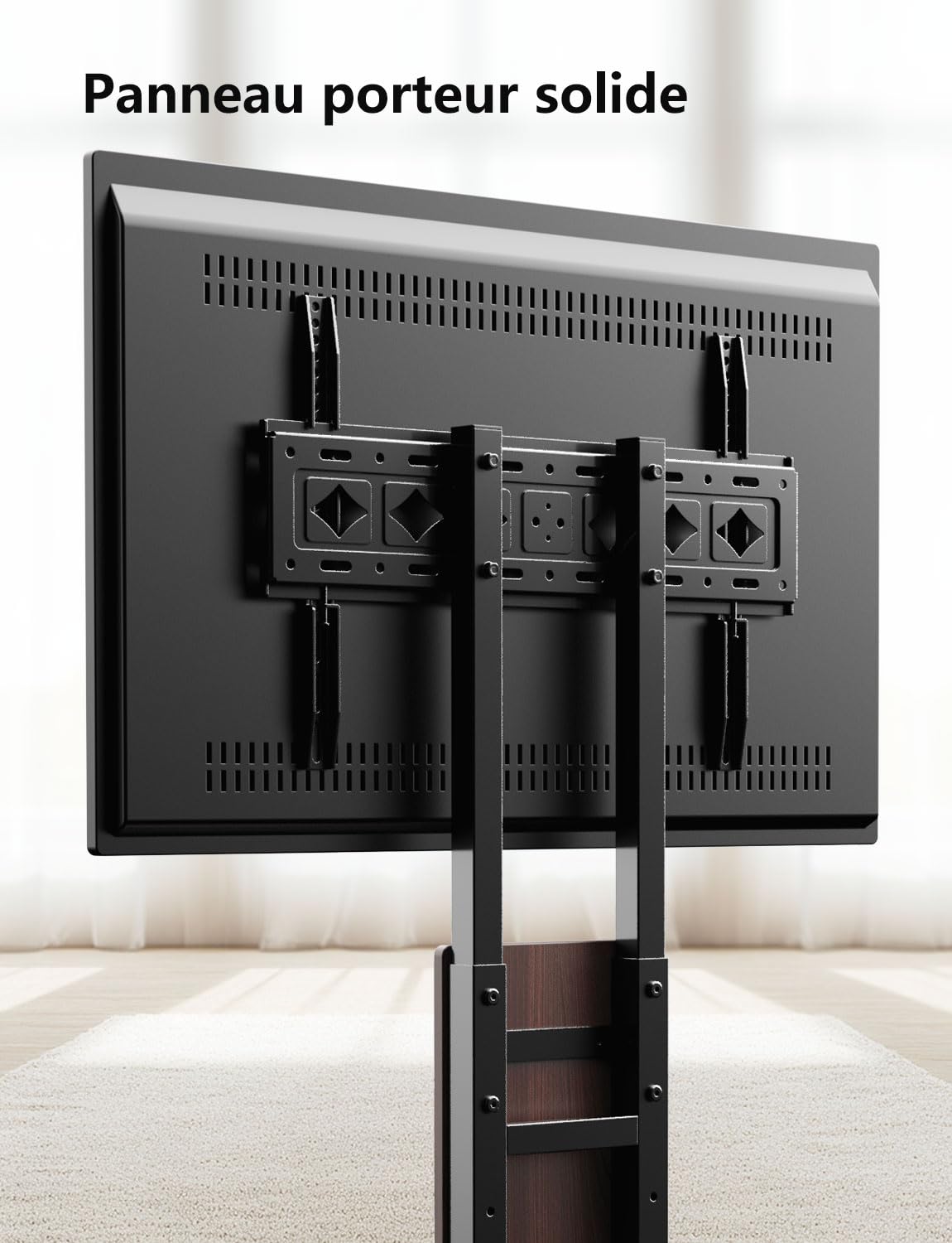 Supporto TV su base pavimento con ruote per schermo da 32 a 75 pollici/LCD/LED/Plasma,Carrello TV con roulette con scaffalatura, regolabile in altezza può sopportare fino a 60 kg, VESA 200 x