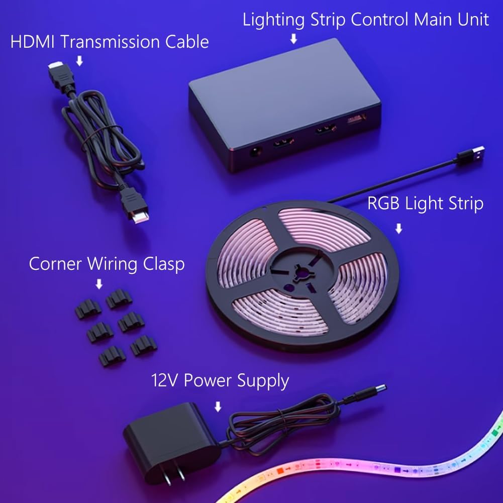Luci led per tv, retroilluminazione tv a led, Luci a striscia led RGB intelligenti con controllo APP, luce led per tv, APP telecomando musica Sync TV ha portato luci per camera da letto,(3m(72~92in))